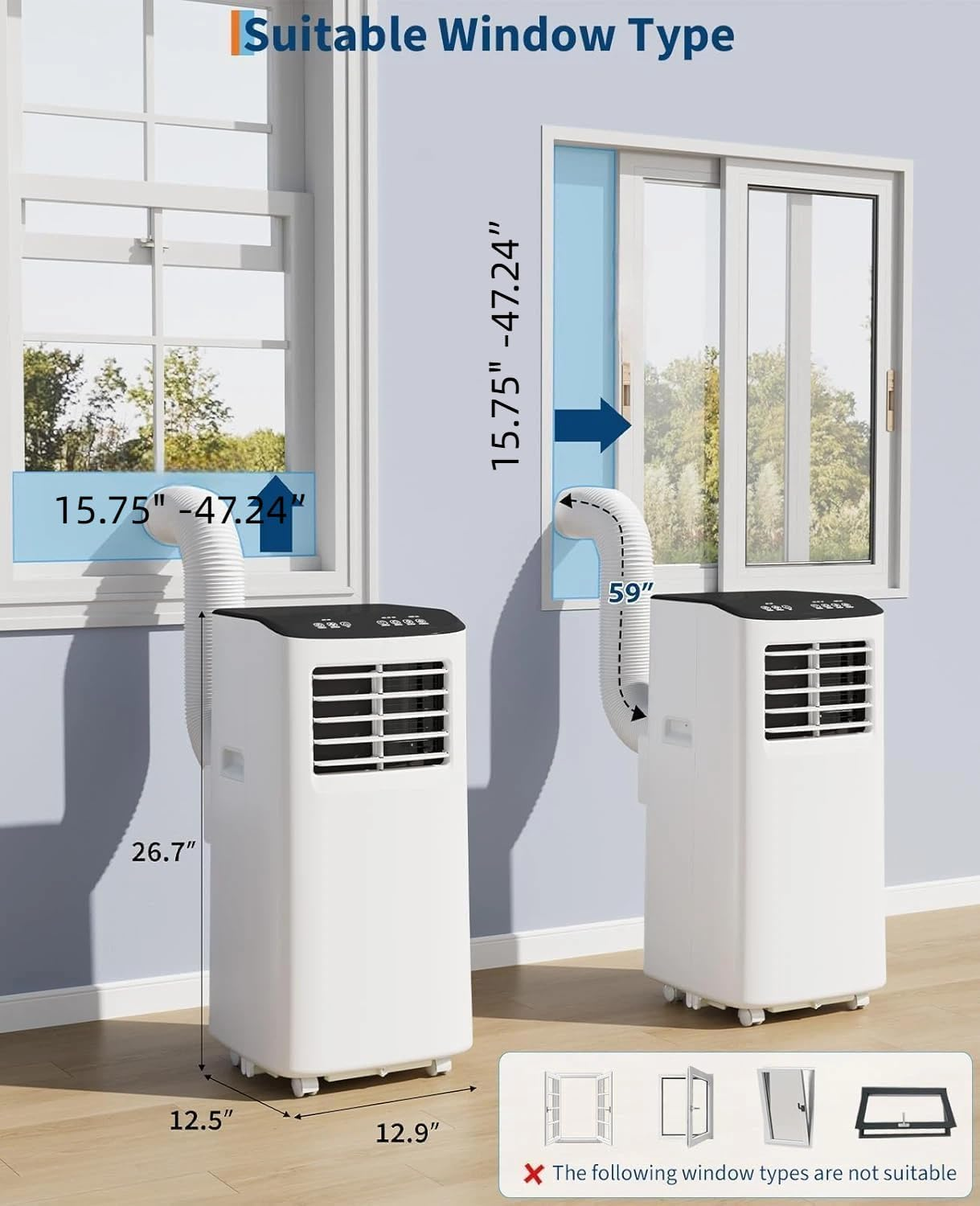 🏆 [Premium Quality] SereneLife 4-in-1 Portable AC Unit 10,000 BTU, Smart Smart Air Conditioner and Heater with WiFi App & Remote (Special Promotion)