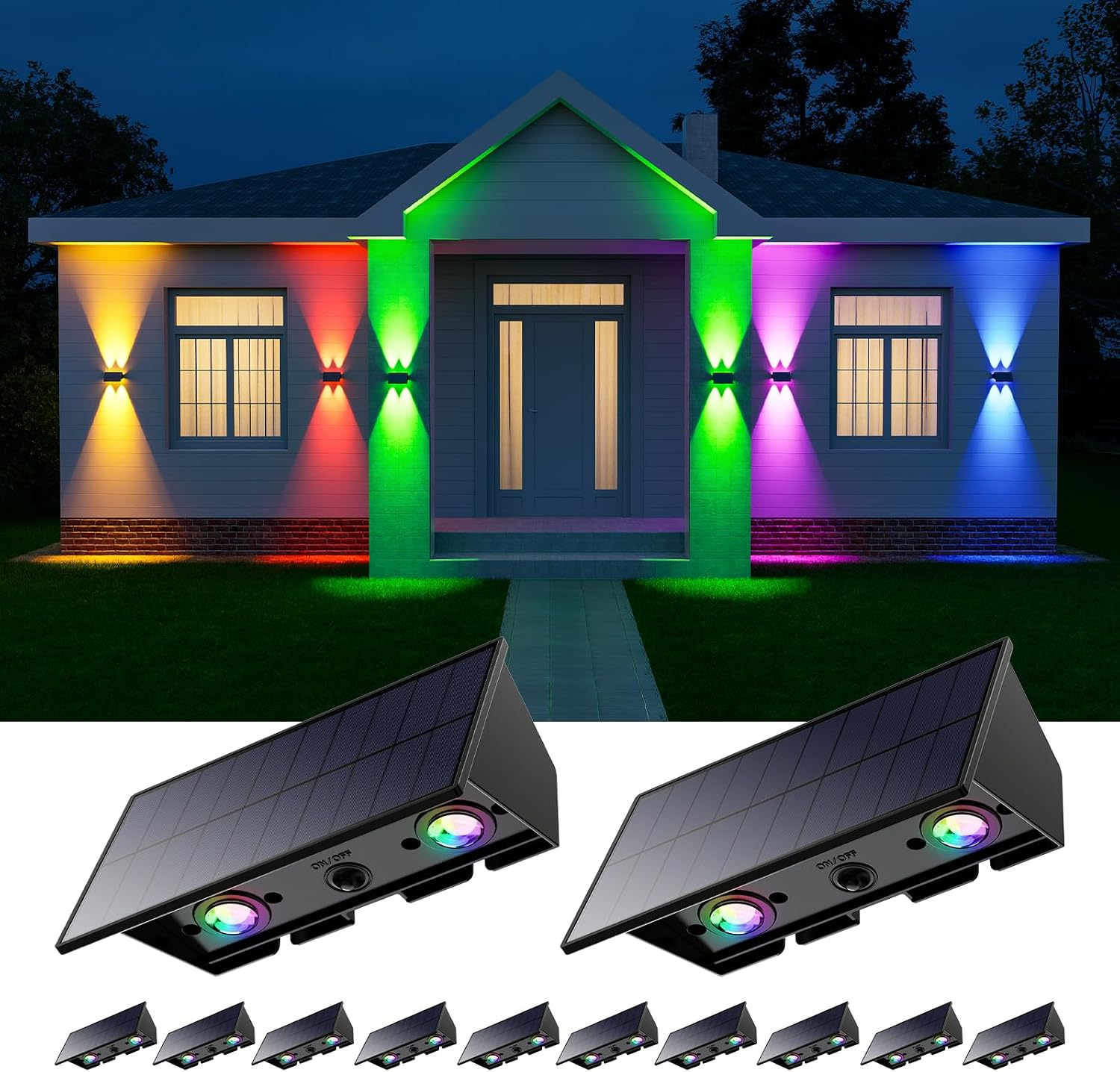 🏡[Online Exclusive] 12 Pack Solar Up and Down Wall Lights - Outdoor Waterproof Decorative LED Lamps for House Exterior, Fence & Patio [🔥Top Rated]