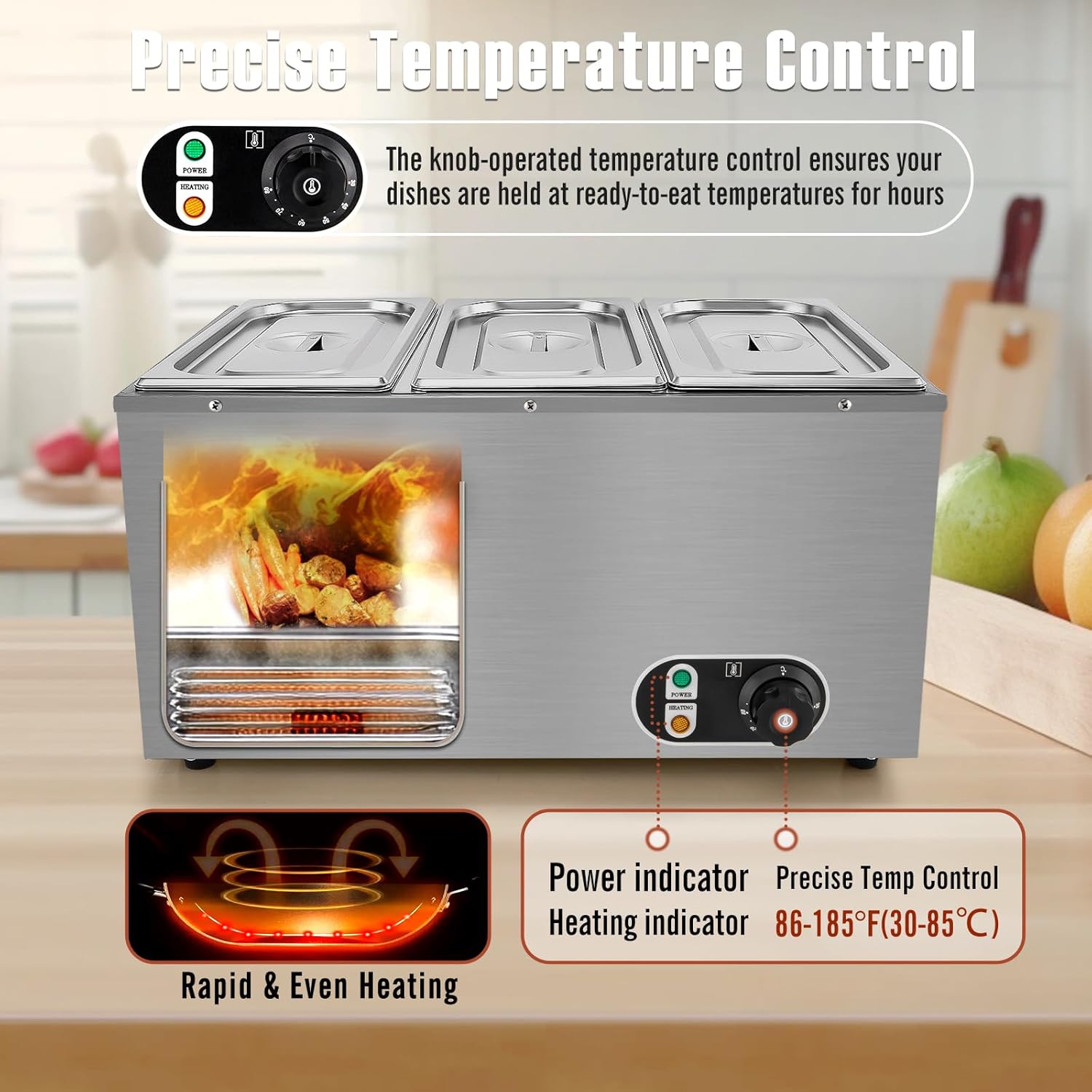 3-Pan Commercial Food Warmer