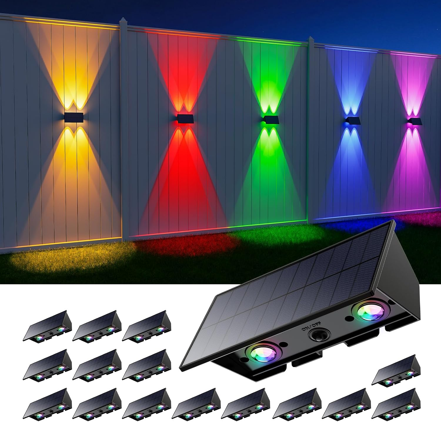🏡[Online Exclusive] 12 Pack Solar Up and Down Wall Lights - Outdoor Waterproof Decorative LED Lamps for House Exterior, Fence & Patio [🔥Top Rated]
