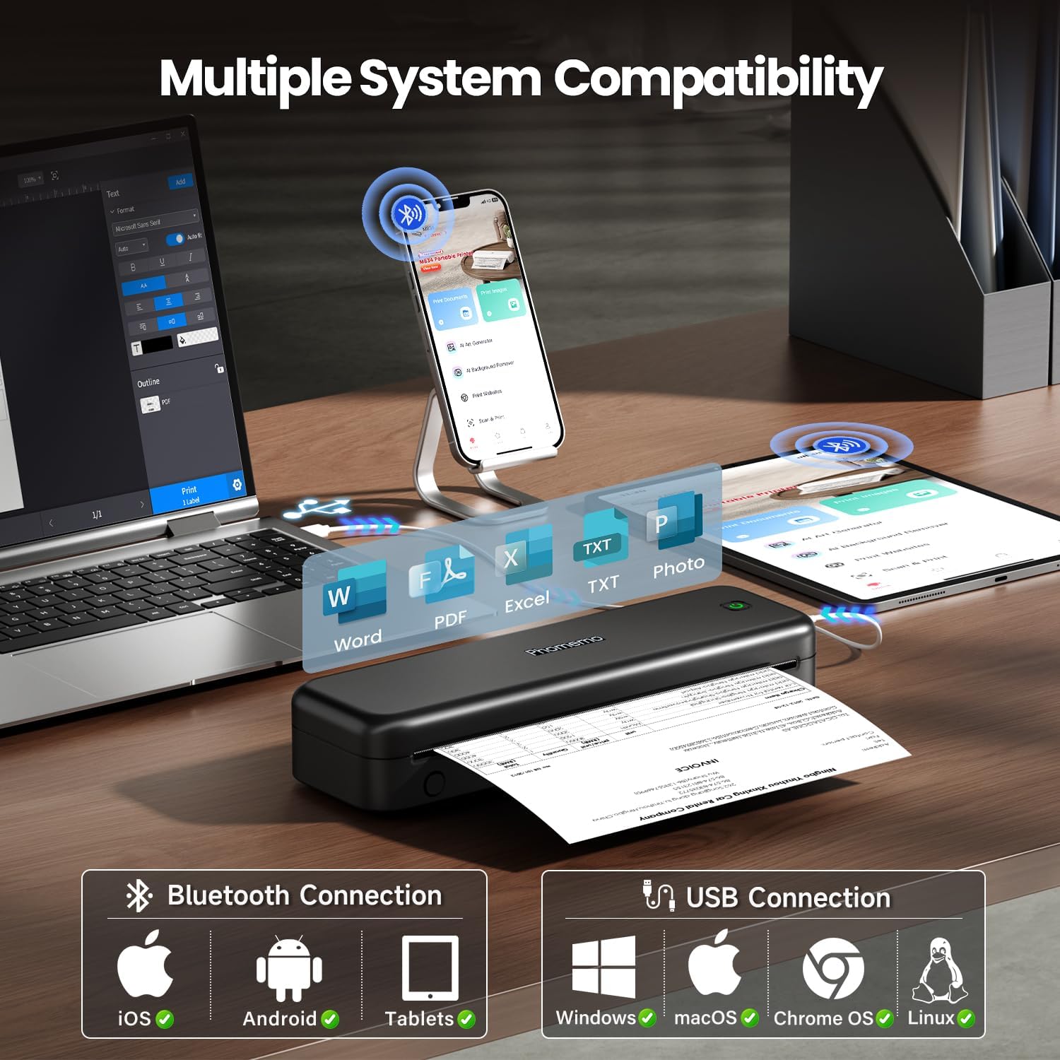 ONLY $35💥Buy 1 Get 1 Free🛒M834 Bluetooth Thermal Printer – Compatible with Android, iOS, and laptops.