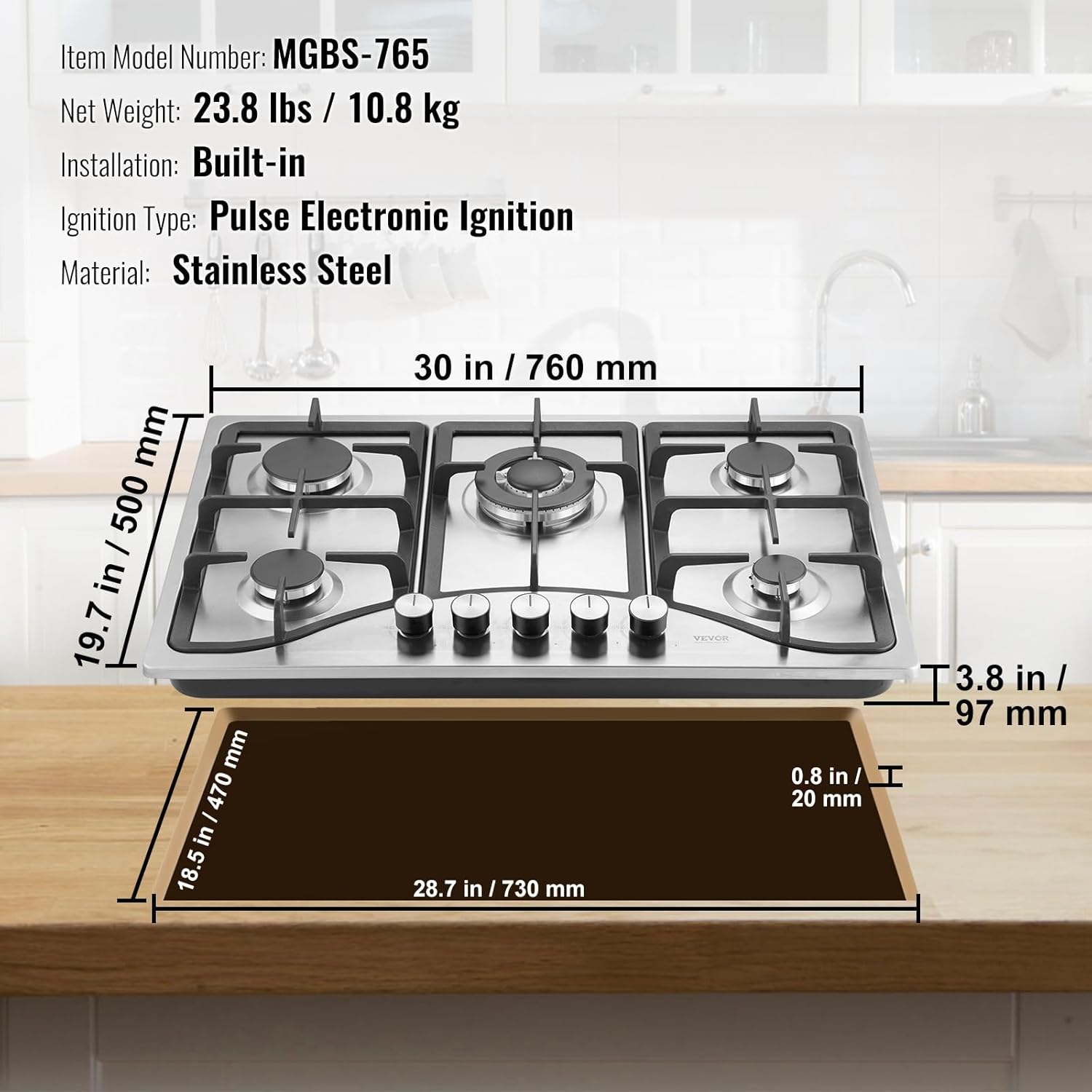 VEVOR 30-inch Gas Cooktop