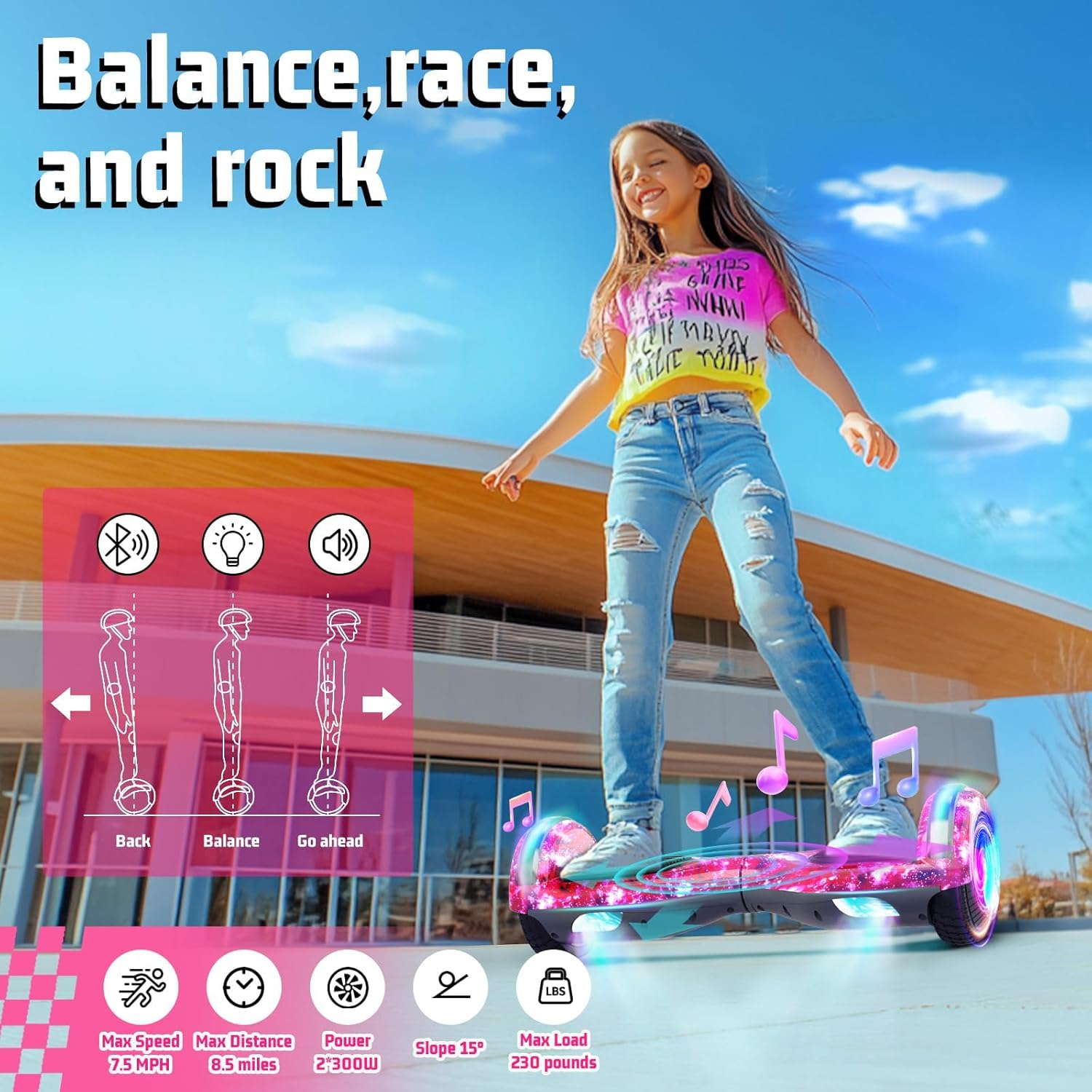 🎁 [HOT SALE] Hoverboard with Seat Attachment Combo for Kids & Adults, 6.5" Self Balancing Scooter with Bluetooth Speaker & Flashing LED Lights🛹