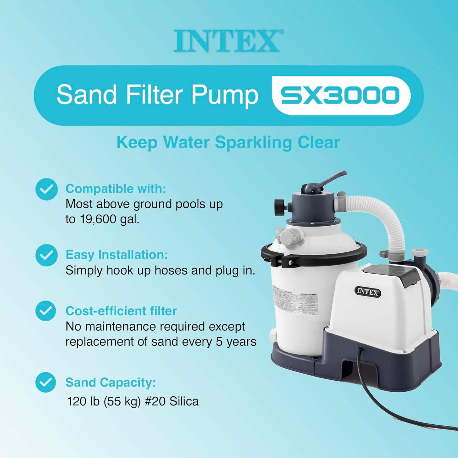 💥Today Only⚡INTEX 2,100 GPH Krystal Clear Sand Filter Pump