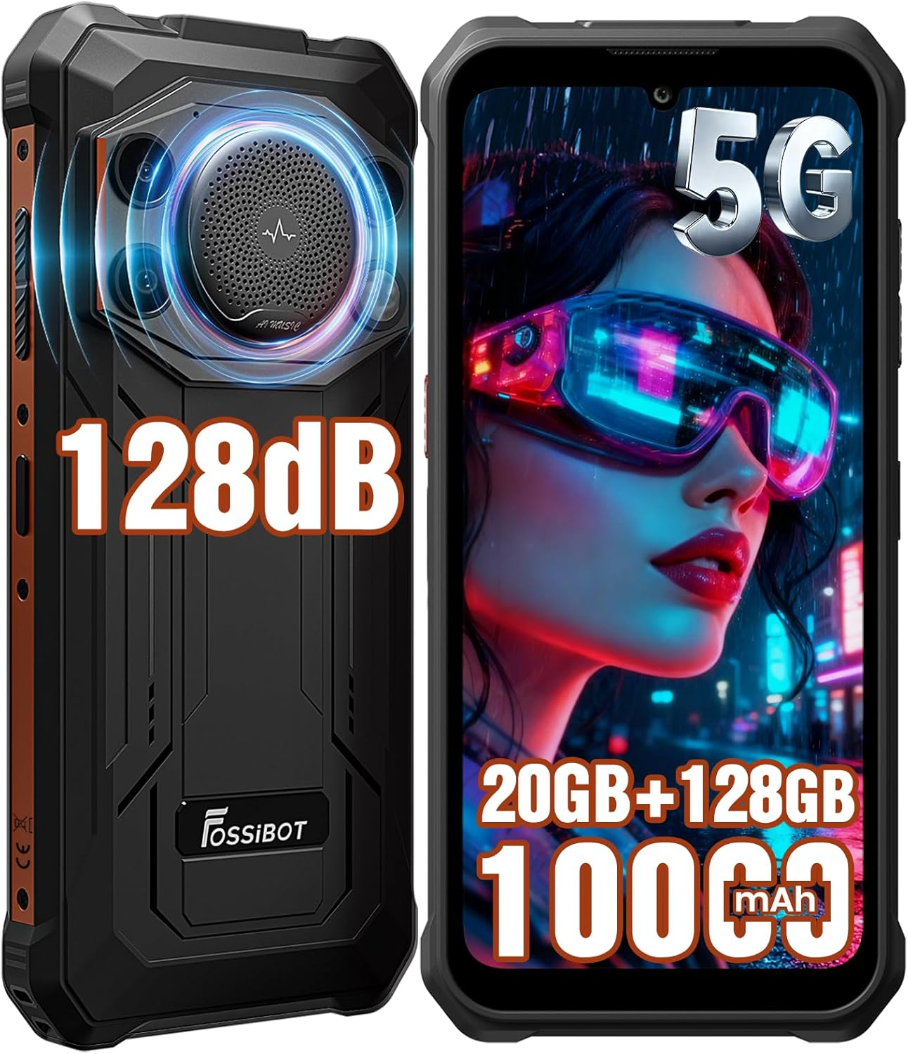 🔥 [Online Exclusive] FOSSIBOT F110L Rugged Smartphone Android 15, 10000mAh Unlocked Cell Phone, 12GB+128GB, 128dB Super Loud Speaker, 50MP Camera Waterproof Camping Phone with Light 🔋