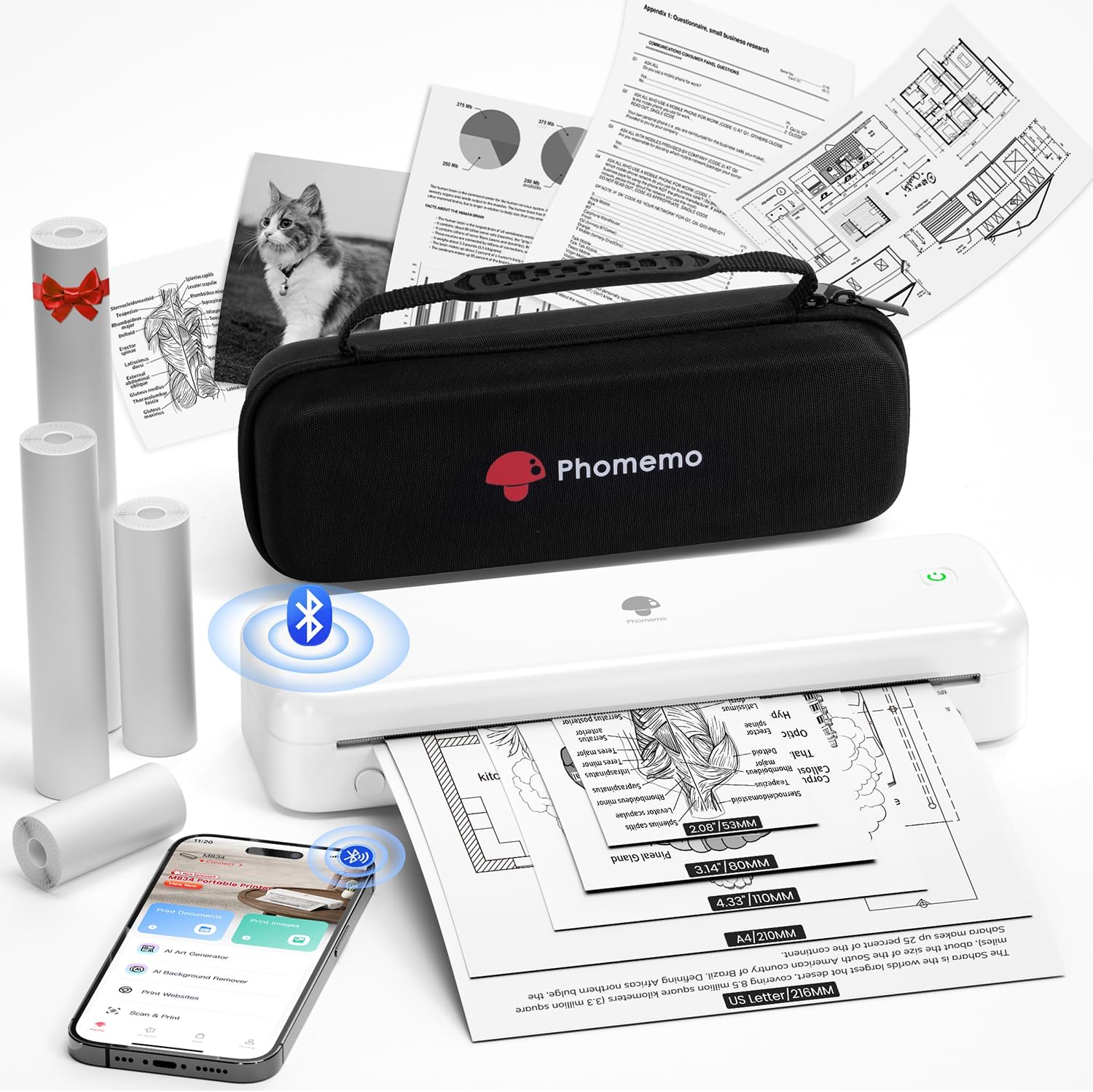 ONLY $35💥Buy 1 Get 1 Free🛒M834 Bluetooth Thermal Printer – Compatible with Android, iOS, and laptops.