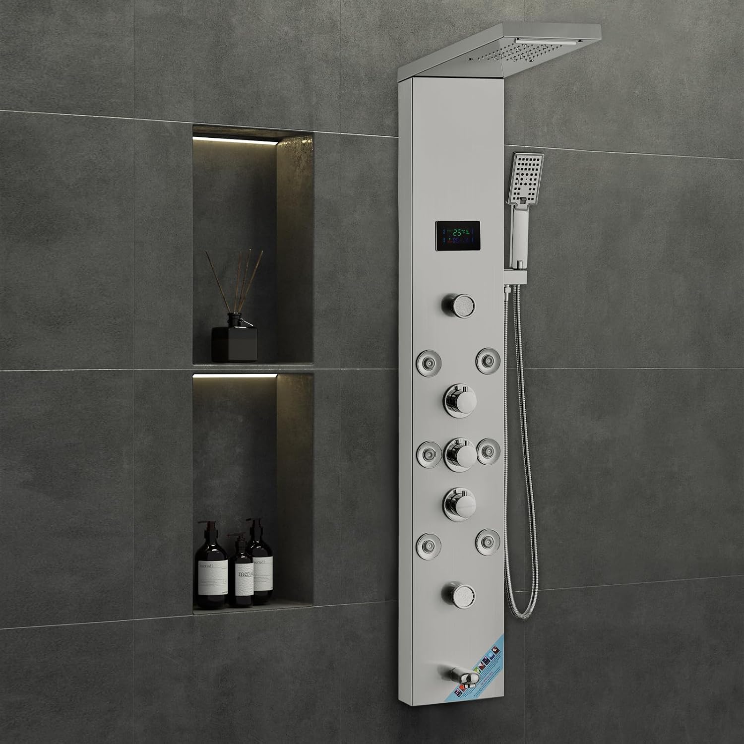 🔥Summer Sale🔥VEVOR Shower Panel, 6 Shower Modes, LED & Screen Hydroelectricity Shower Tower Panel System