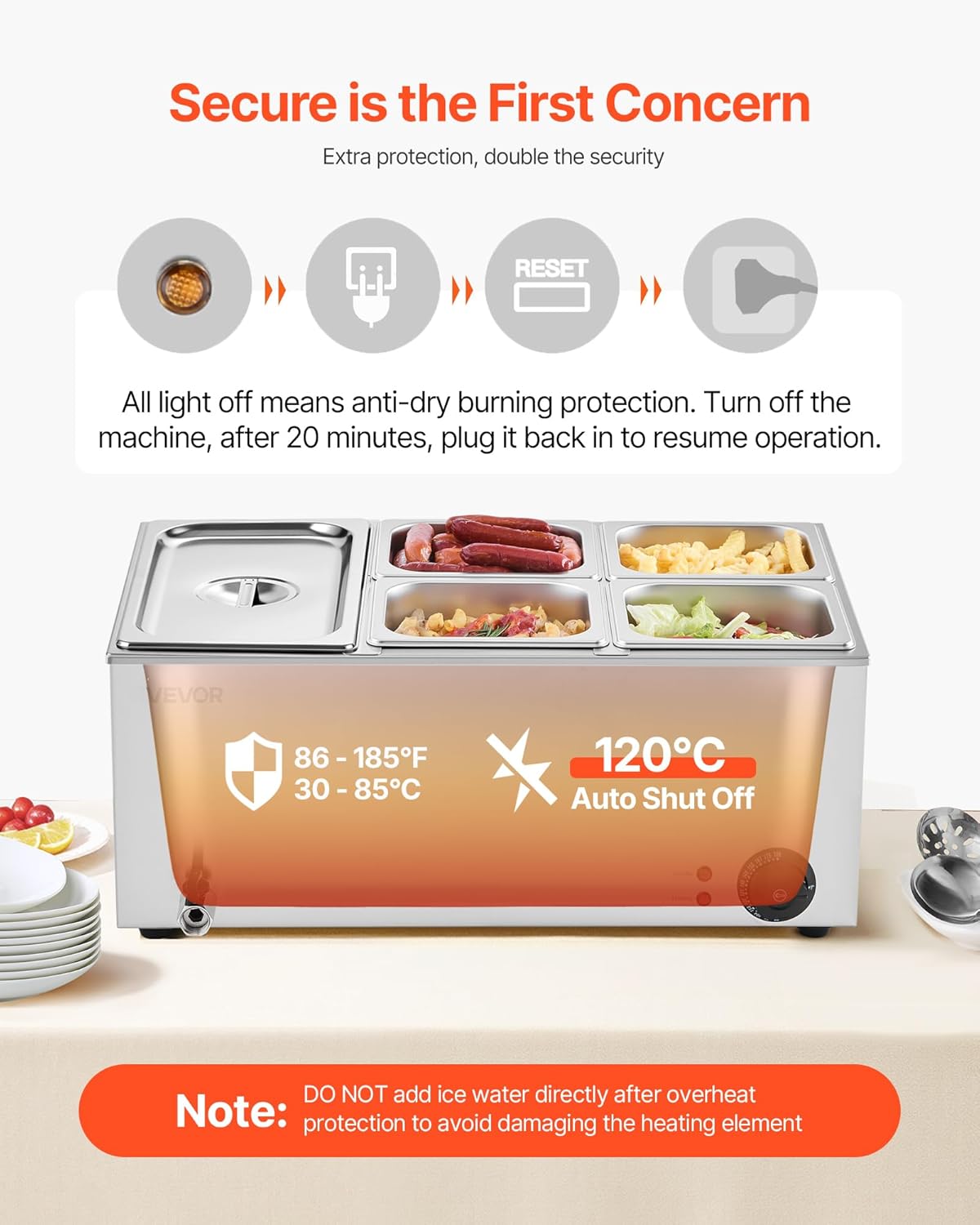 💥Special Offers⚡Commercial Food Warmer — 1500W Stainless Steel Steam Table with Lid 🍲