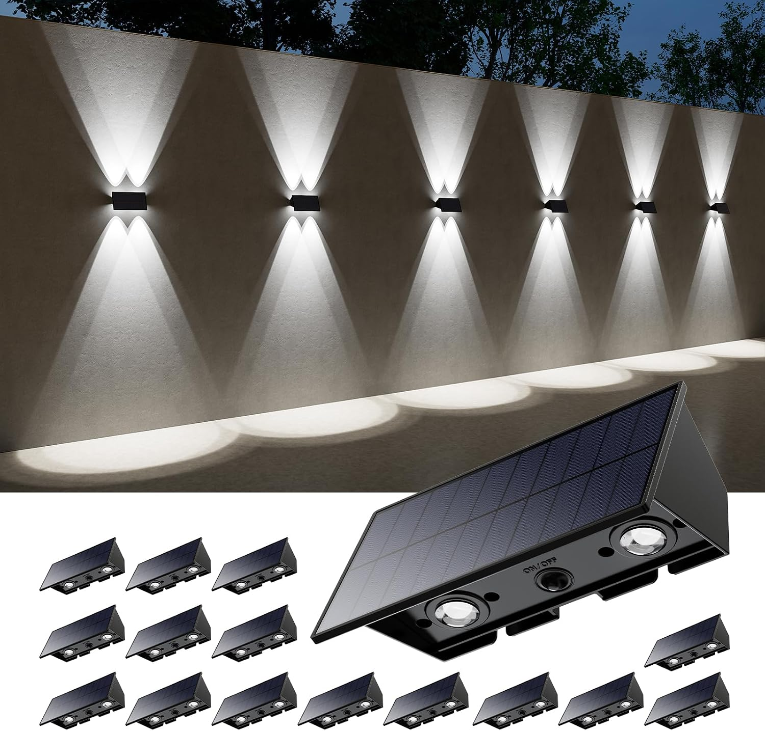 🏡[Online Exclusive] 12 Pack Solar Up and Down Wall Lights - Outdoor Waterproof Decorative LED Lamps for House Exterior, Fence & Patio [🔥Top Rated]