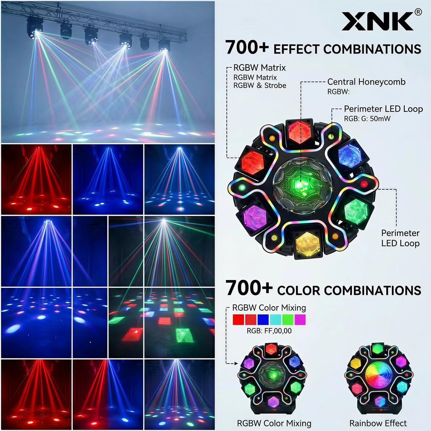 XNK Moving Head DJ Light 12-Arm RGBW Stage Light