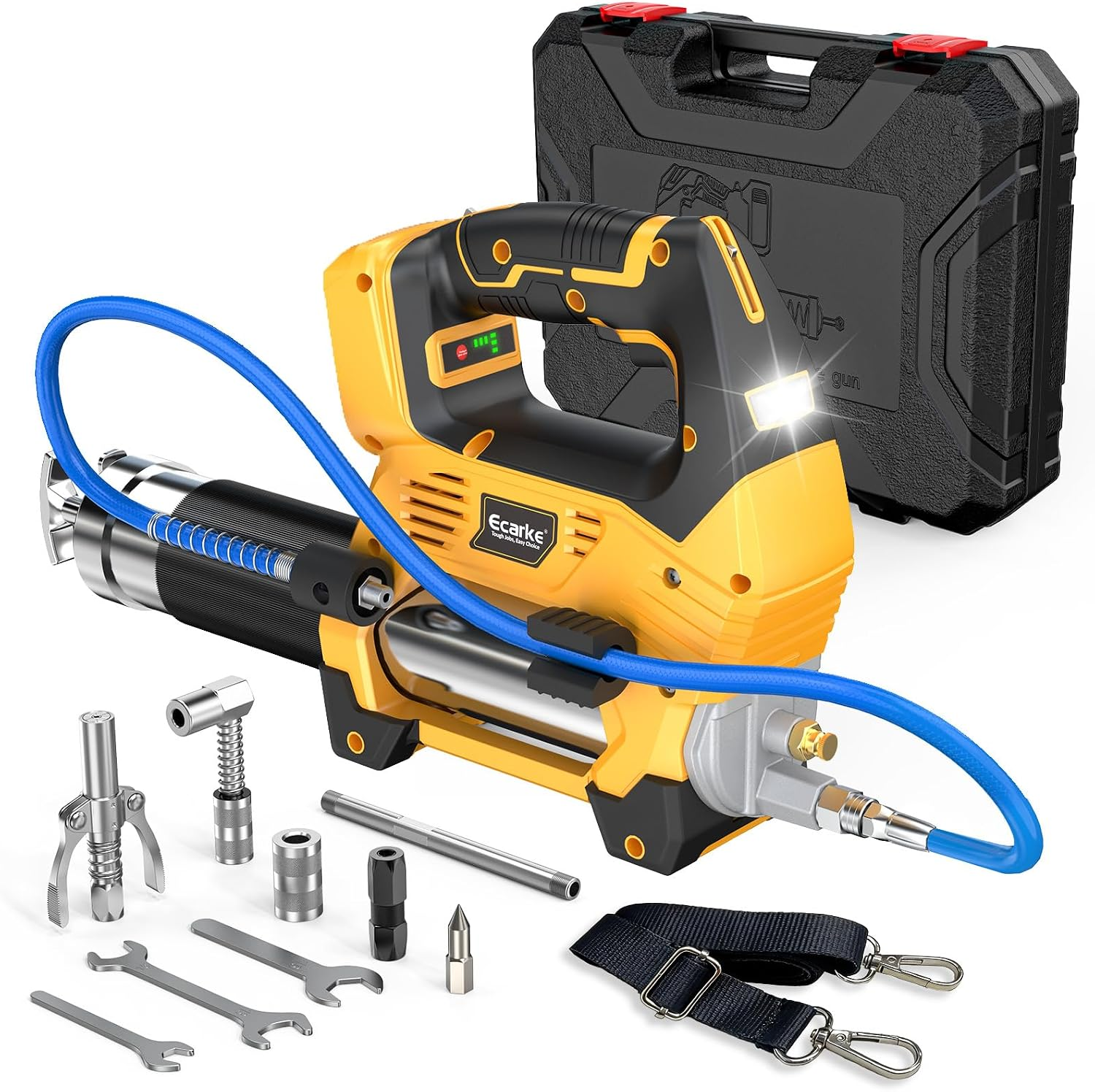 💪Summer Clearance⚡Ecarke 12000PSI Cordless Grease Gun Compatible with DeWalt 20V or Milwaukee 18V Battery, Dual Grip Electric Grease Gun with 39" Hose(Tool Only)