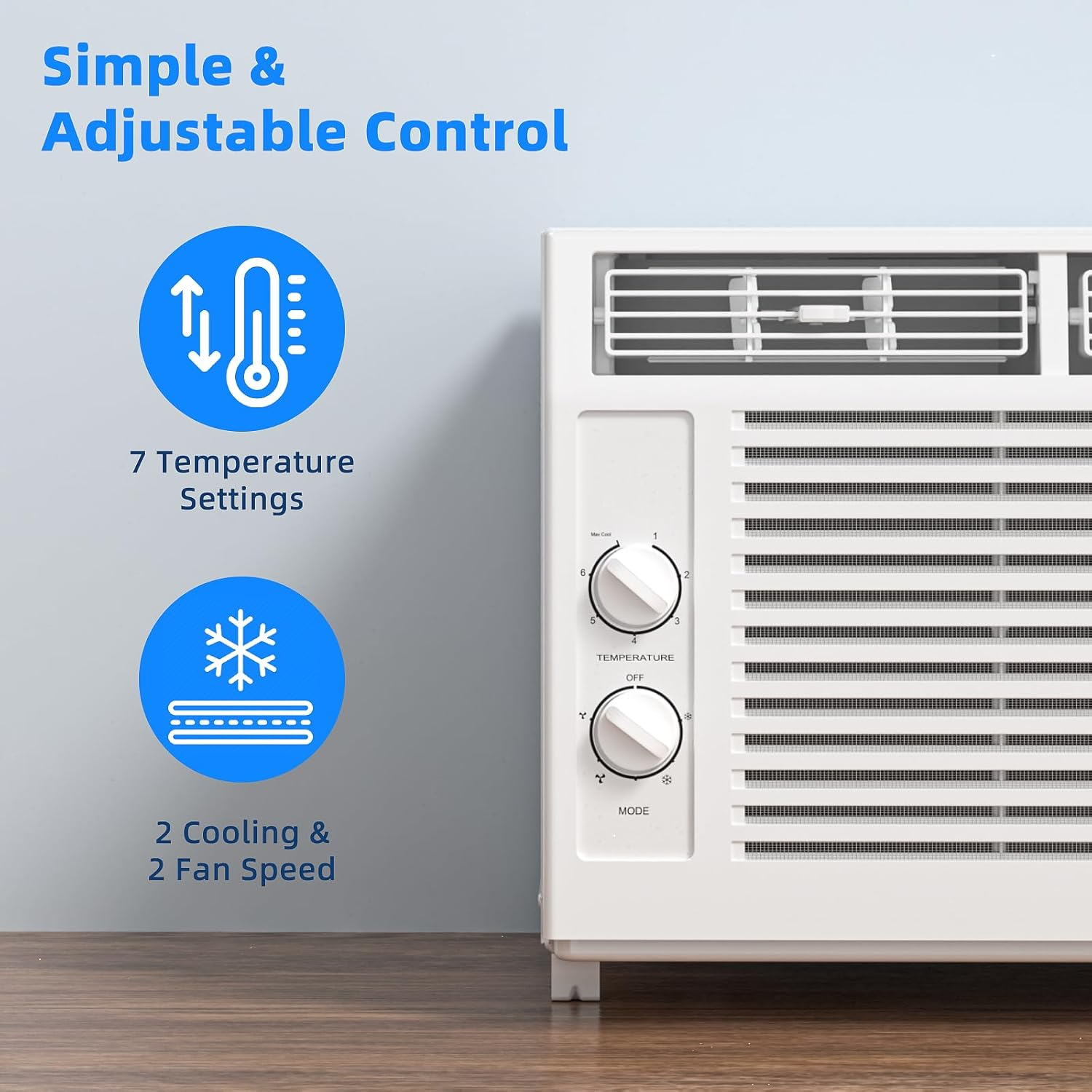 ❄️Limited Time Offer-Antarctic Star 5000 BTU Window Air Conditioner - Quiet Window AC Unit for Small Rooms Up to 150 Sq.Ft, Mechanical Cooling & Fan