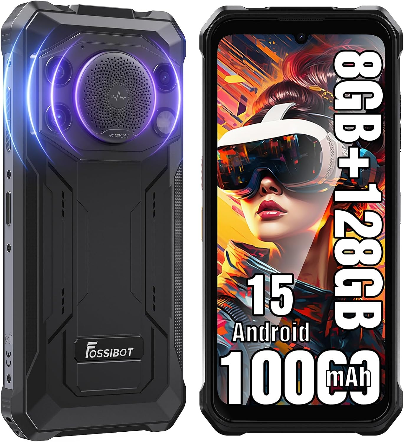 🔥 [Online Exclusive] FOSSIBOT F110L Rugged Smartphone Android 15, 10000mAh Unlocked Cell Phone, 12GB+128GB, 128dB Super Loud Speaker, 50MP Camera Waterproof Camping Phone with Light 🔋