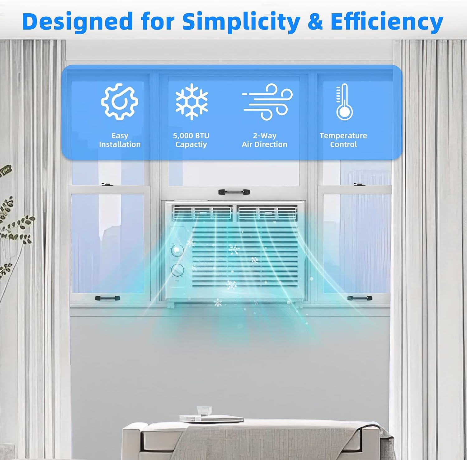 ❄️Limited Time Offer-Antarctic Star 5000 BTU Window Air Conditioner - Quiet Window AC Unit for Small Rooms Up to 150 Sq.Ft, Mechanical Cooling & Fan
