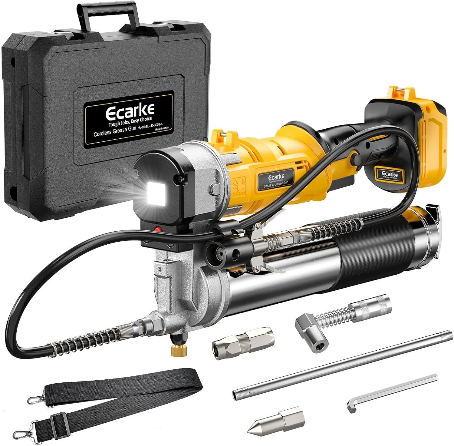 💪Summer Clearance⚡Ecarke 12000PSI Cordless Grease Gun Compatible with DeWalt 20V or Milwaukee 18V Battery, Dual Grip Electric Grease Gun with 39" Hose(Tool Only)