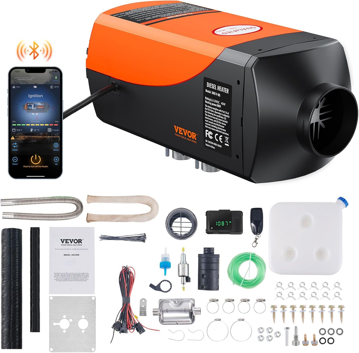 8KW Diesel Heater, Parking Heater with Automatic Altitude Adjustment, Max 18045 ft