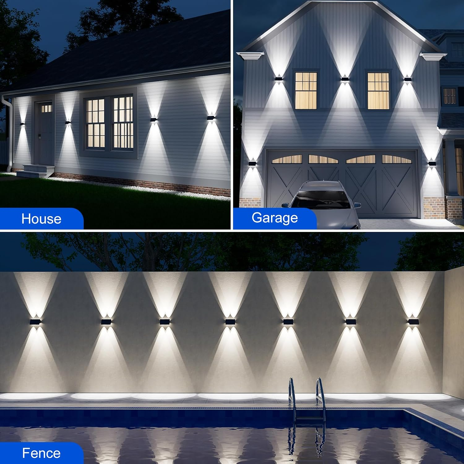 🏡[Online Exclusive] 12 Pack Solar Up and Down Wall Lights - Outdoor Waterproof Decorative LED Lamps for House Exterior, Fence & Patio [🔥Top Rated]