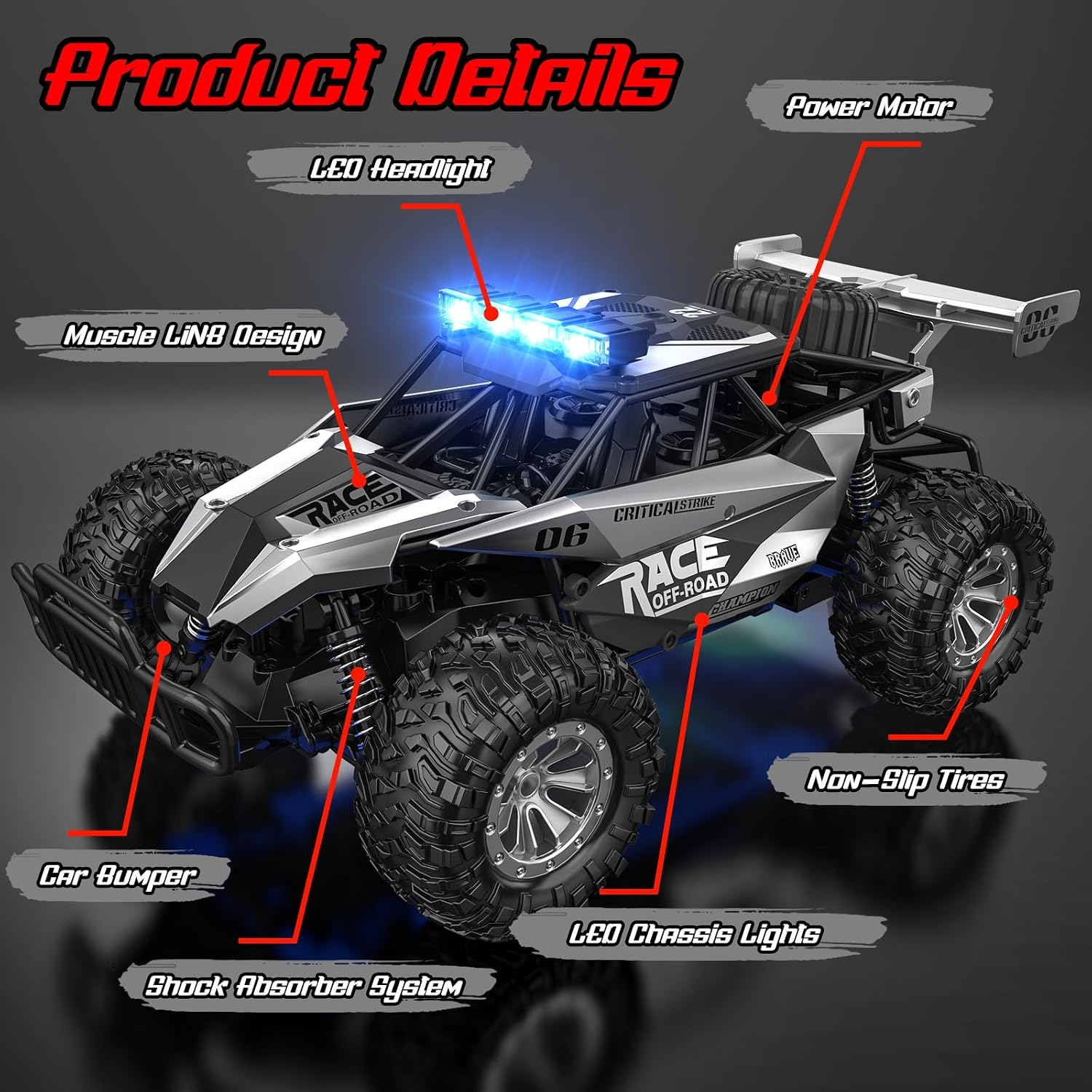 ONLY $39💥Last Day Buy 1 Get 1 Free🛒BLUEJAY 2.4GHz Off-Road RC Crawler 33KM/H High Speed Monster Truck with Dual Batteries - Limited Stock