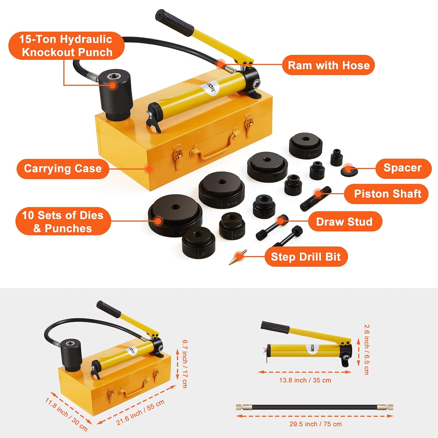 🔥Summer Sale🔥VEVOR Hydraulic Knockout Punch Kit