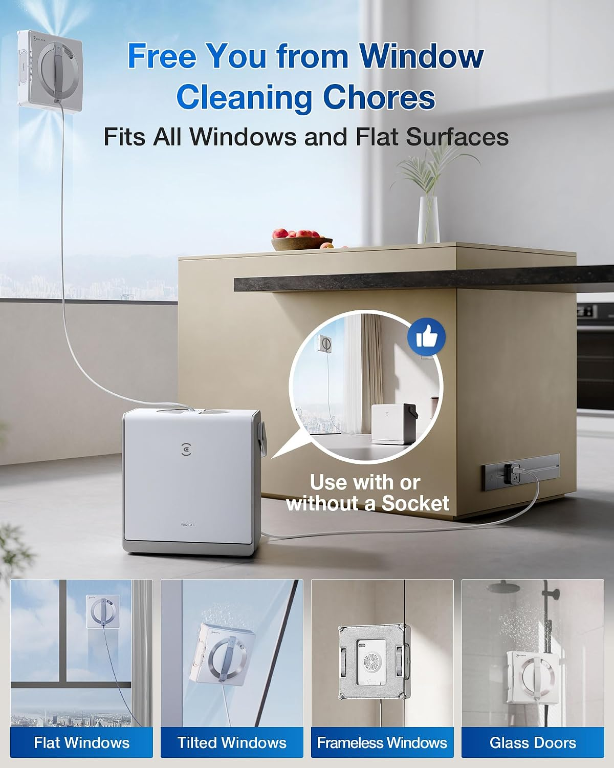 🤖Next-Gen Tech✨ECOVACS WINBOT W2 PRO Omni Window Cleaning Robot, Smart Glass Cleaner with 6-in-1 Station, TruEdge Precision & Dual Power