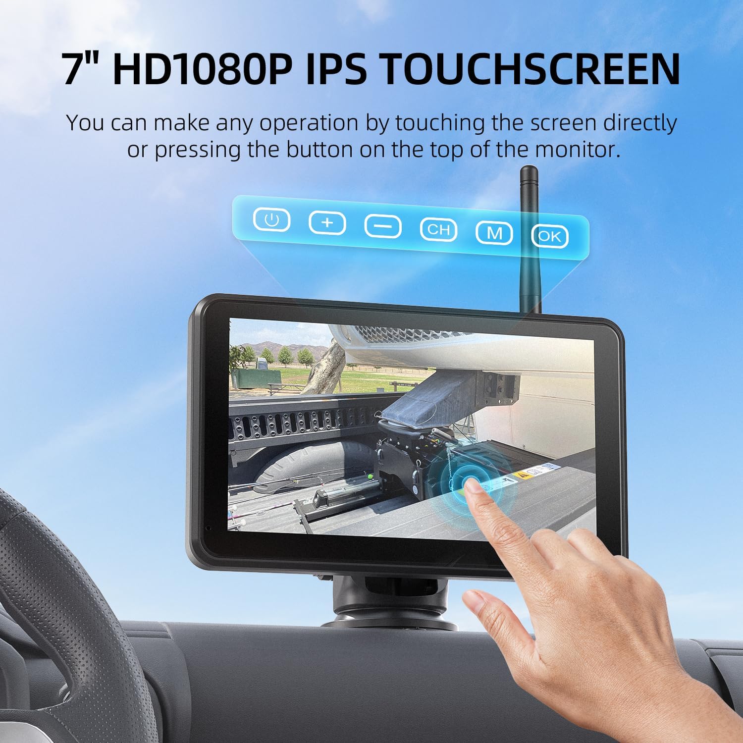 HD1080P 7”Dual Magnetic Solar Wireless Backup Cameras