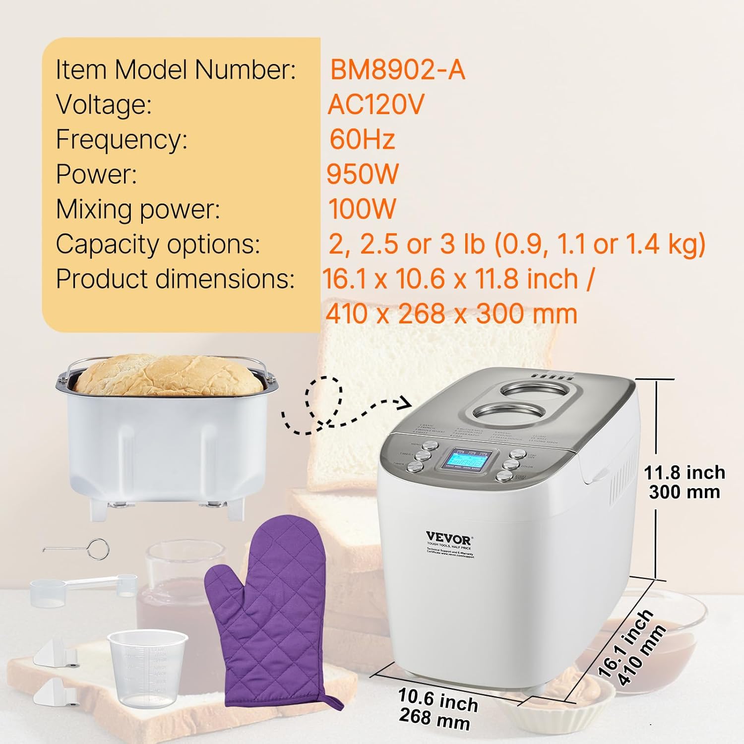 🔥Summer Sale🔥VEVOR Bread Maker, Dough Machine 15 Menus in 1