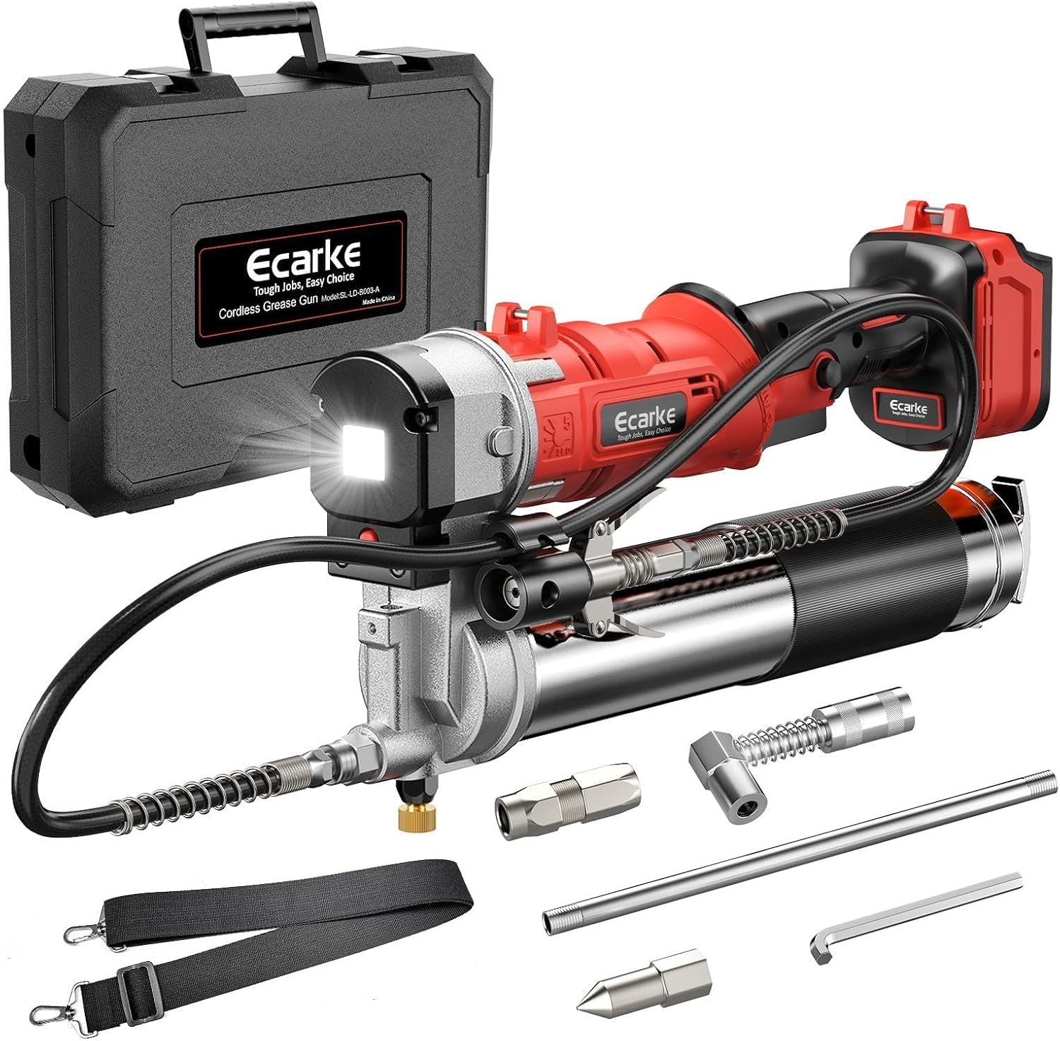 💪Summer Clearance⚡Ecarke 12000PSI Cordless Grease Gun Compatible with DeWalt 20V or Milwaukee 18V Battery, Dual Grip Electric Grease Gun with 39" Hose(Tool Only)