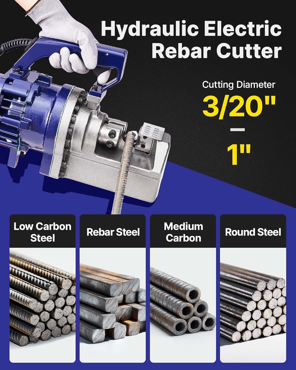 🔥Summer Sale🔥VEVOR Electric Hydraulic Rebar Cutter 900W 110V - Portable