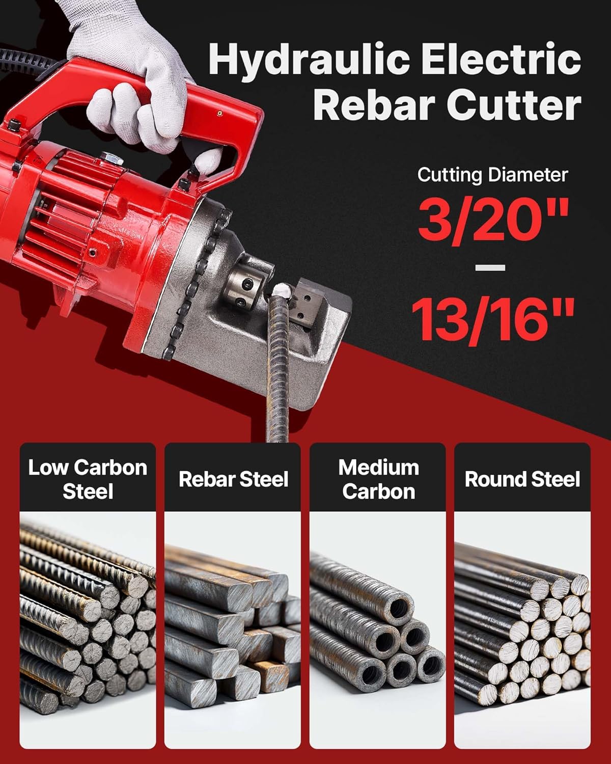 🔥Summer Sale🔥VEVOR Electric Hydraulic Rebar Cutter 900W 110V - Portable