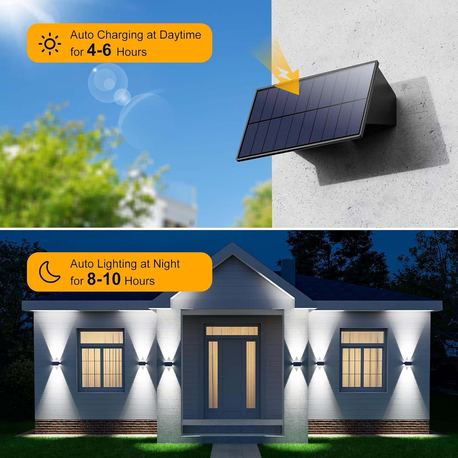 🏡[Online Exclusive] 12 Pack Solar Up and Down Wall Lights - Outdoor Waterproof Decorative LED Lamps for House Exterior, Fence & Patio [🔥Top Rated]