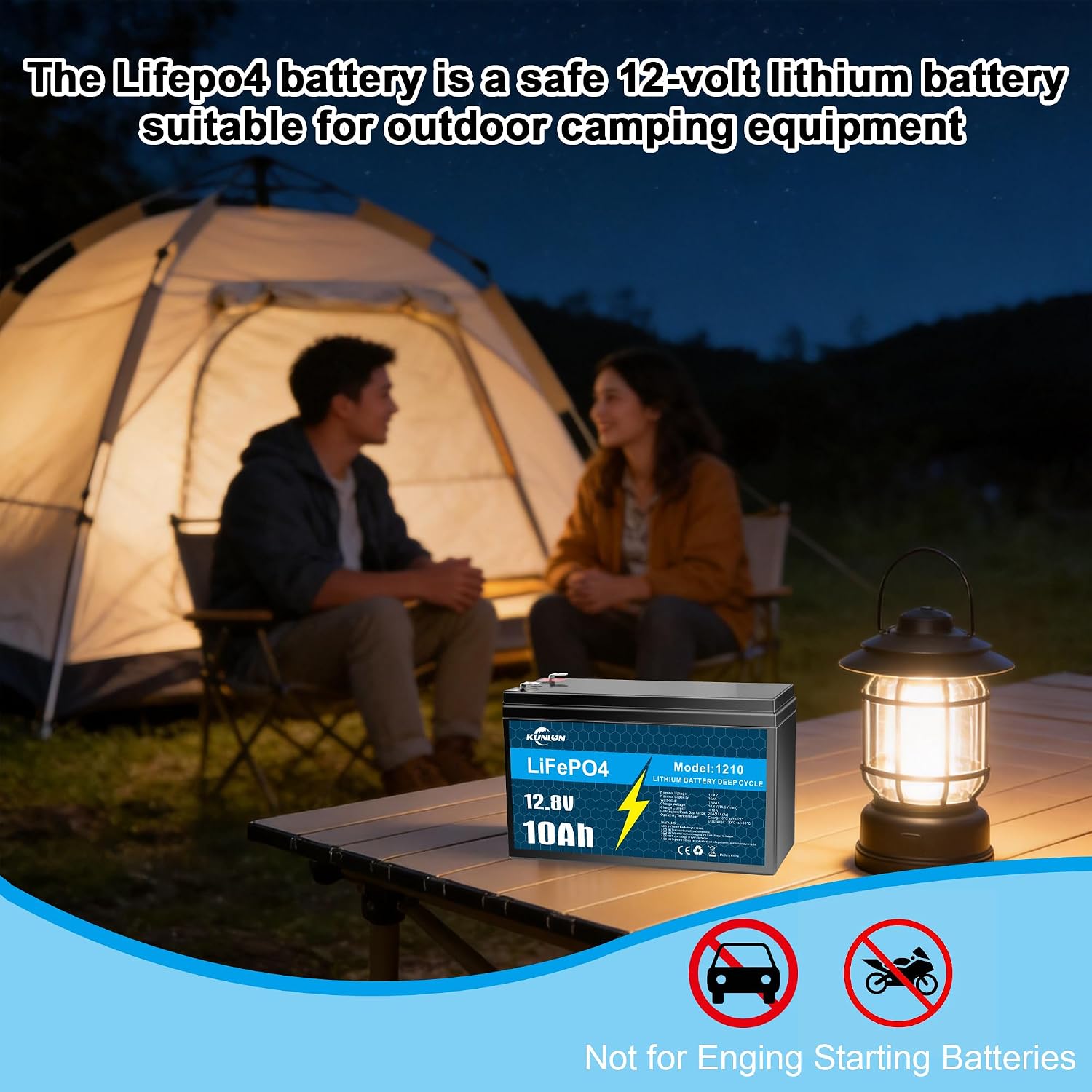 🔥Last Day 49% OFF🔥KUNLUN 12V 10Ah LiFePO4 Lithium Battery, for Ride-on Toy, Fish Finder | Smaller, Only 2.43 lbs, 5000+ Deep Cycles, Built-in 10A BMS, Supports 4P or 4S, Perfect Replacement for Lead-acid Battery