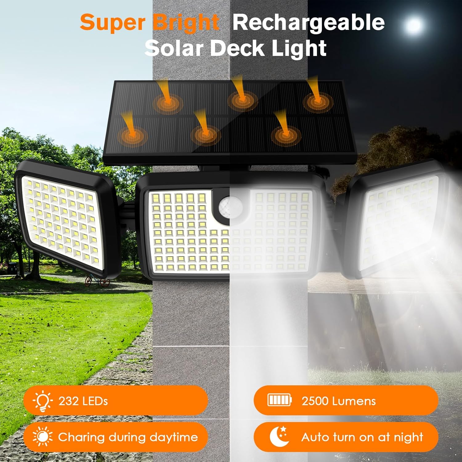 🔥Summer Sale🔥Solar Lights Outdoor, Quick Charge Solar Motion Deck Lights Outdoor for Deck with High Brightness