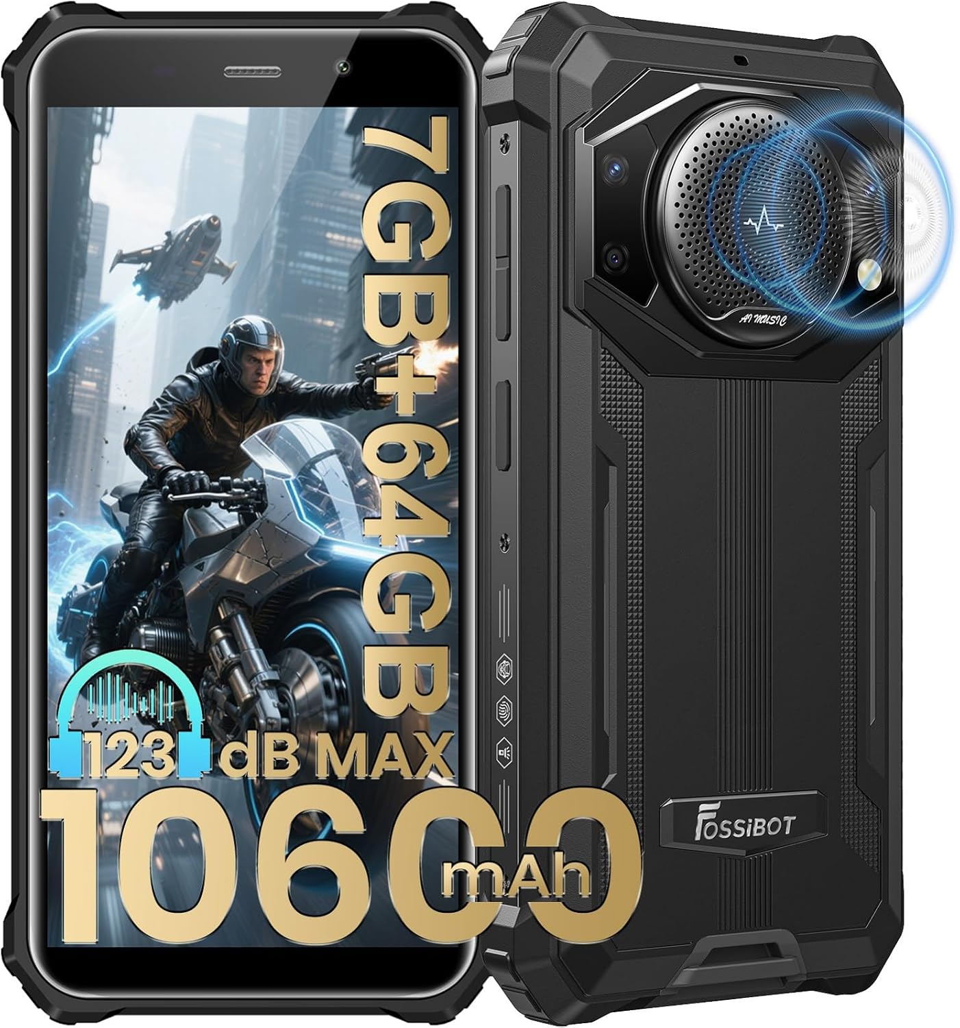🔥 [Online Exclusive] FOSSIBOT F110L Rugged Smartphone Android 15, 10000mAh Unlocked Cell Phone, 12GB+128GB, 128dB Super Loud Speaker, 50MP Camera Waterproof Camping Phone with Light 🔋