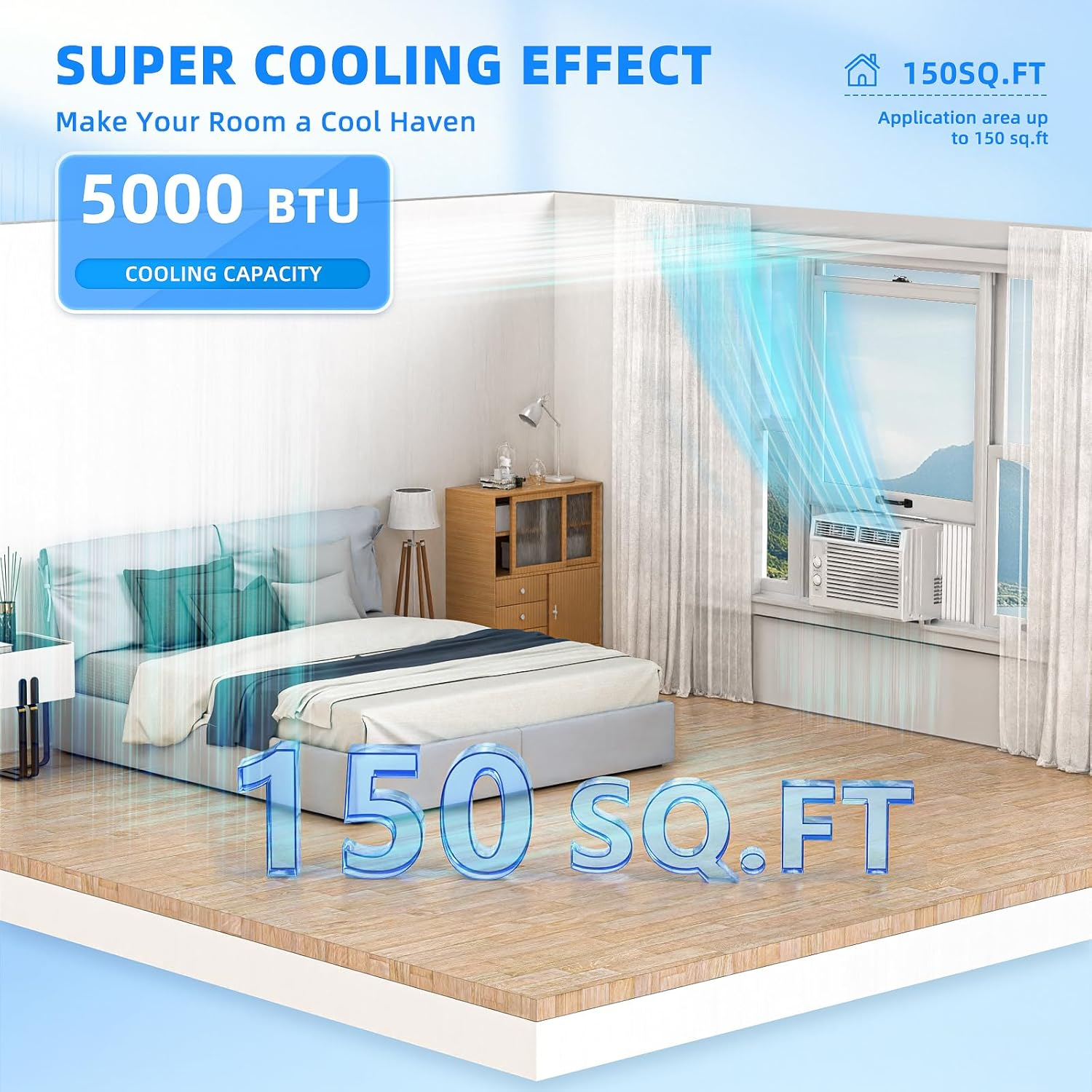 ❄️Limited Time Offer-Antarctic Star 5000 BTU Window Air Conditioner - Quiet Window AC Unit for Small Rooms Up to 150 Sq.Ft, Mechanical Cooling & Fan