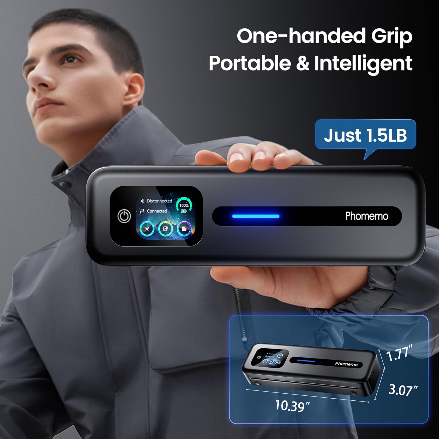Phomemo Upgraded Portable Printer with Touchscreen, M832D Bluetooth Wireless Thermal Inkless Printer, Supports 8.5"x11" US Letter & A4, Compatible with iOS, Android, PC for Travel