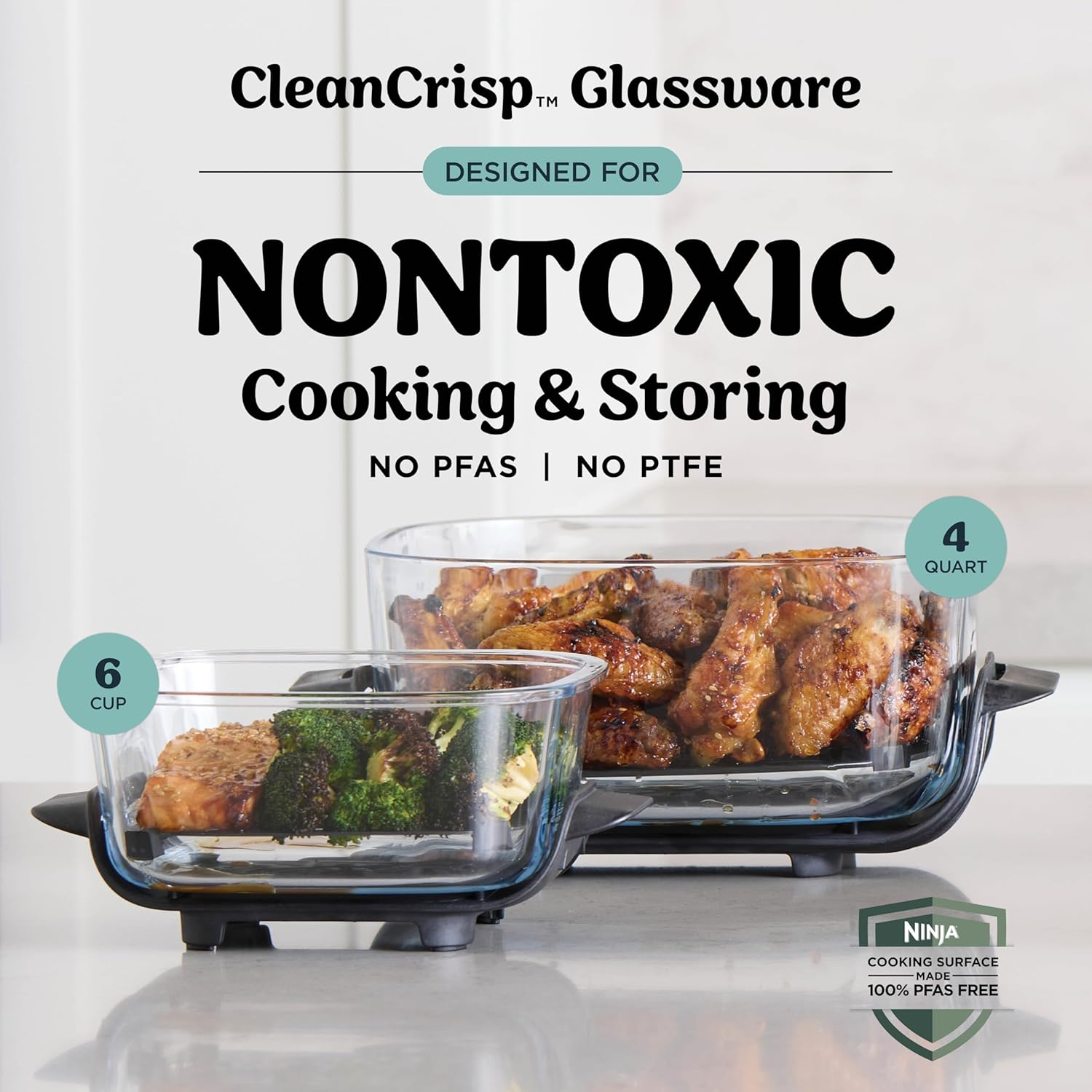 [🔥HOT SALE] Ninja Crispi 4-in-1 Portable Glass Air Fryer Cooking System, Non-Toxic 4QT & 6-Cup Containers with Lids 🧊 SAVE 20% OFF TODAY!