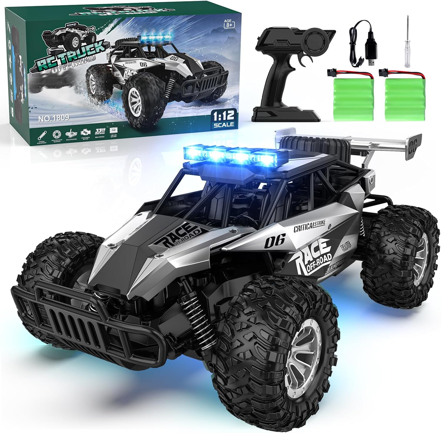 ONLY $39💥Last Day Buy 1 Get 1 Free🛒BLUEJAY 2.4GHz Off-Road RC Crawler 33KM/H High Speed Monster Truck with Dual Batteries - Limited Stock