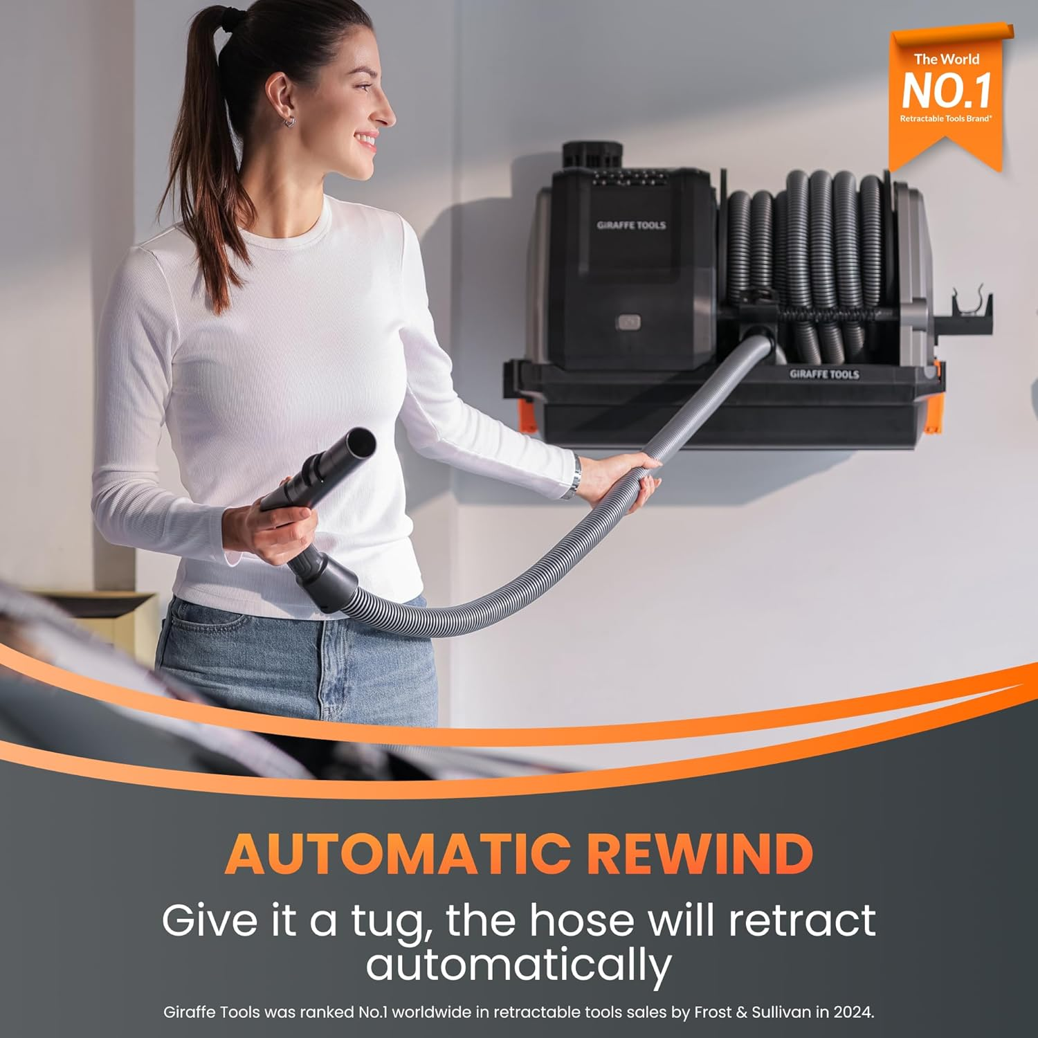 ⚡ FLASH SALE ⚡ Giraffe Tools Grandstorm Wall Mount Wet Dry Vacuum with 30FT Retractable Hose, Heavy Duty Garage Vacuum Cleaner