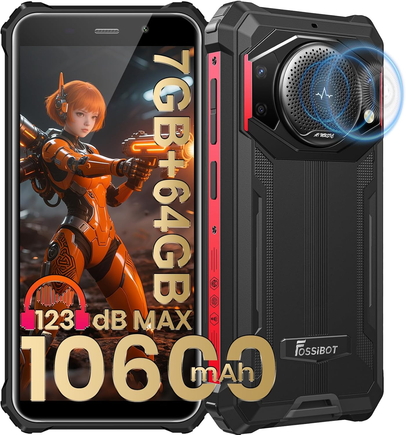 🔥 [Online Exclusive] FOSSIBOT F110L Rugged Smartphone Android 15, 10000mAh Unlocked Cell Phone, 12GB+128GB, 128dB Super Loud Speaker, 50MP Camera Waterproof Camping Phone with Light 🔋