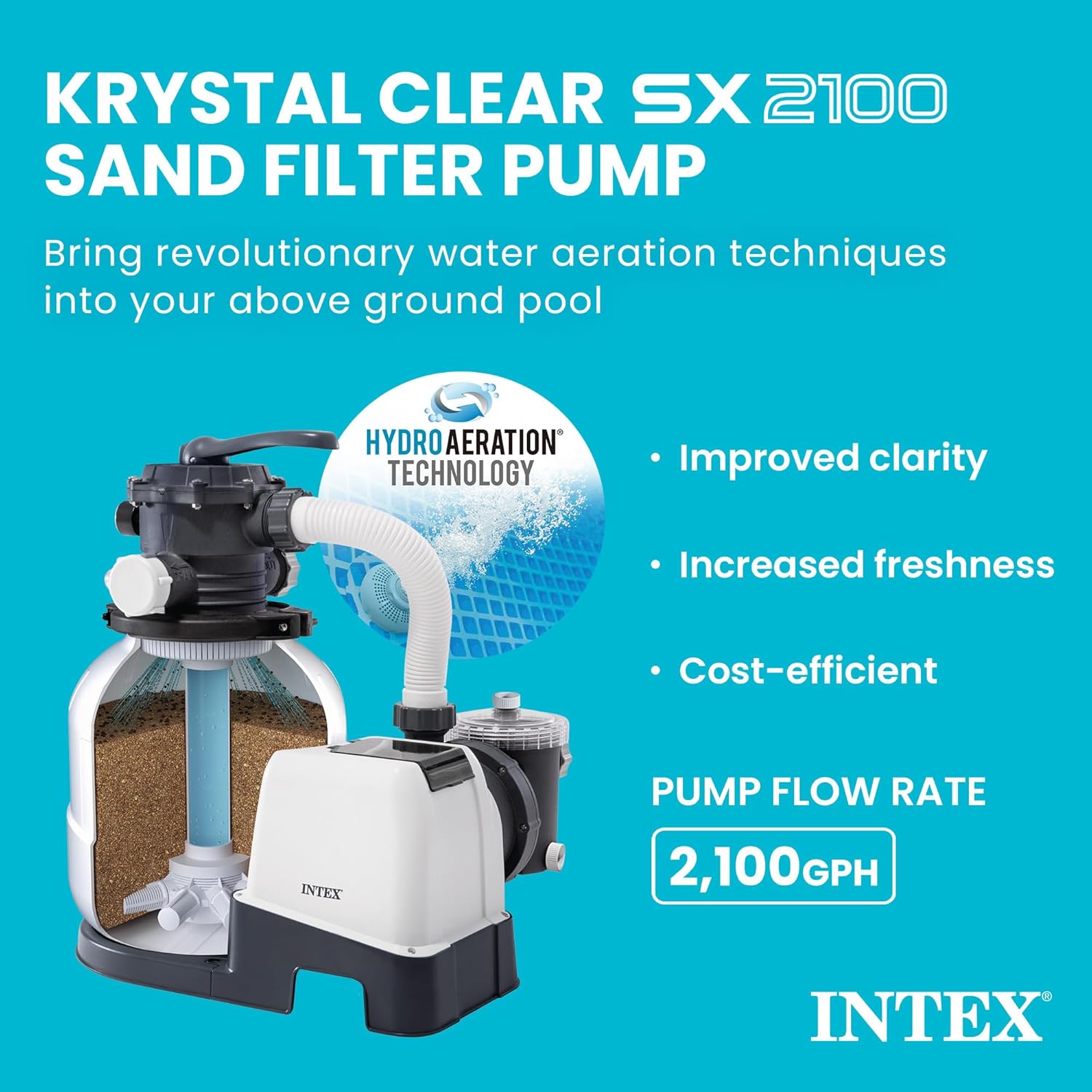 💥Today Only⚡INTEX 2,100 GPH Krystal Clear Sand Filter Pump