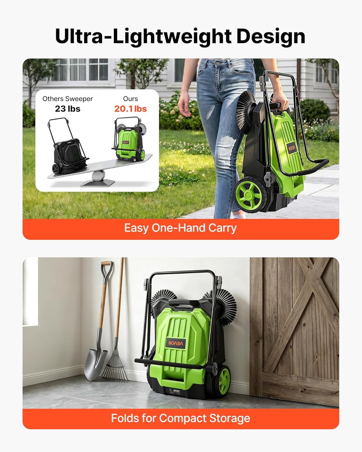 🔥Summer Sale🔥VEVOR Walk-Behind Hand Push Floor Sweeper