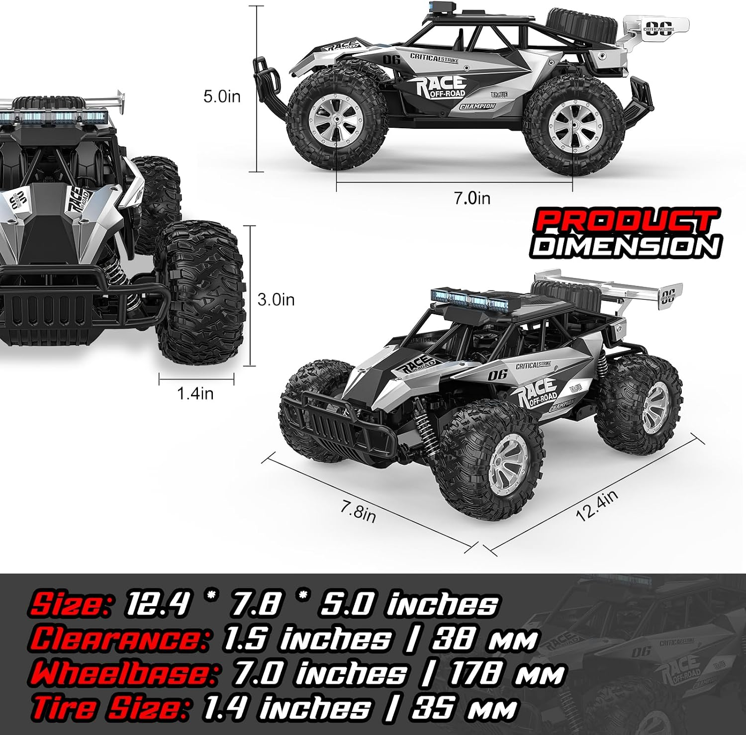 ONLY $39💥Last Day Buy 1 Get 1 Free🛒BLUEJAY 2.4GHz Off-Road RC Crawler 33KM/H High Speed Monster Truck with Dual Batteries - Limited Stock