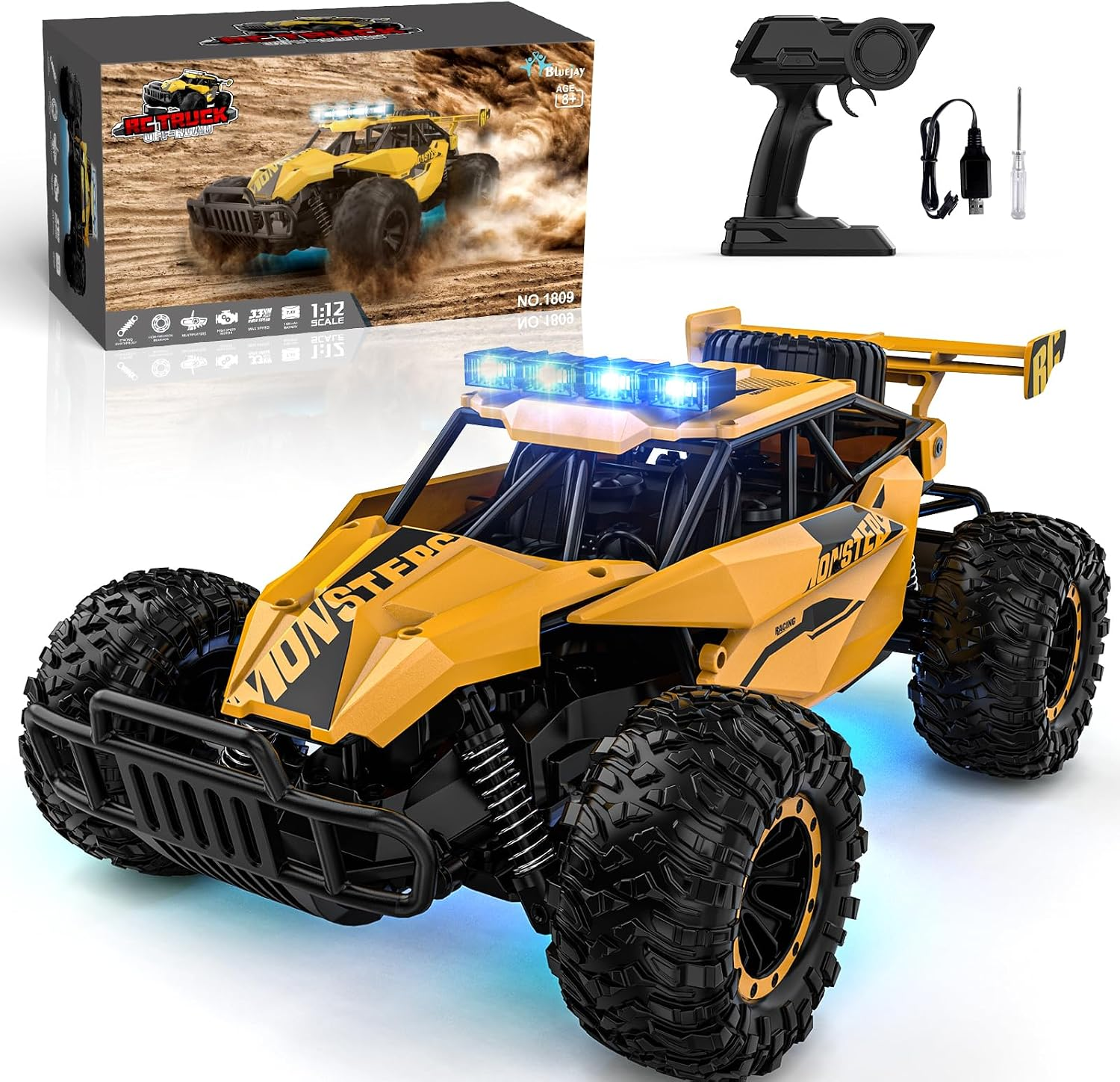 ONLY $39💥Last Day Buy 1 Get 1 Free🛒BLUEJAY 2.4GHz Off-Road RC Crawler 33KM/H High Speed Monster Truck with Dual Batteries - Limited Stock