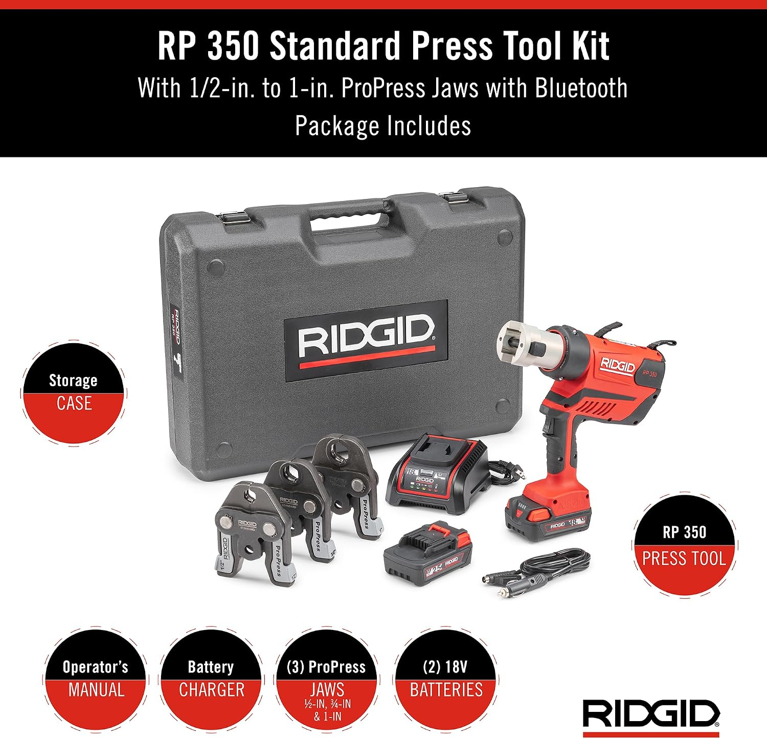 💥Clearance Sale! 100% Original RIDGID 67058 RP 350 ProPress Standard Press Tool Kit (1/2" - 1" Jaws) - Massive Savings