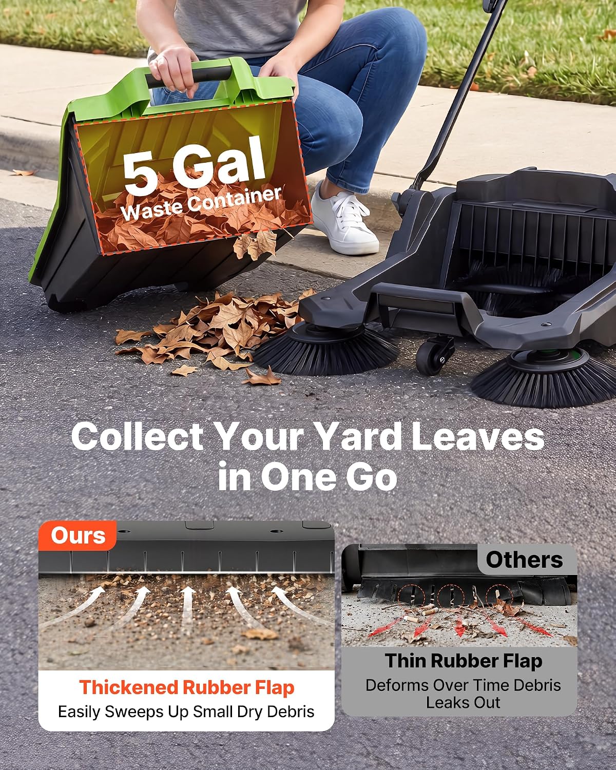 🔥Summer Sale🔥VEVOR Walk-Behind Hand Push Floor Sweeper