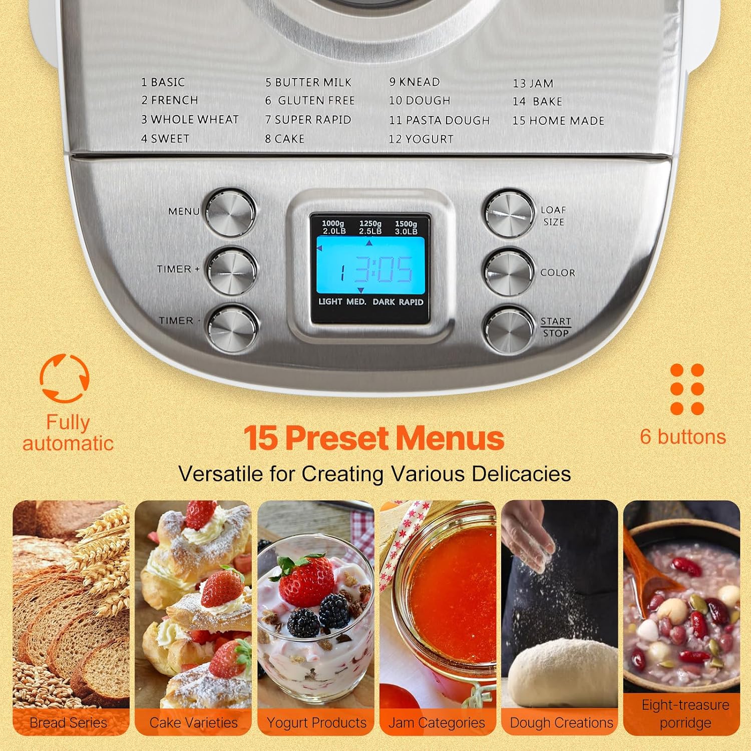 🔥Summer Sale🔥VEVOR Bread Maker, Dough Machine 15 Menus in 1