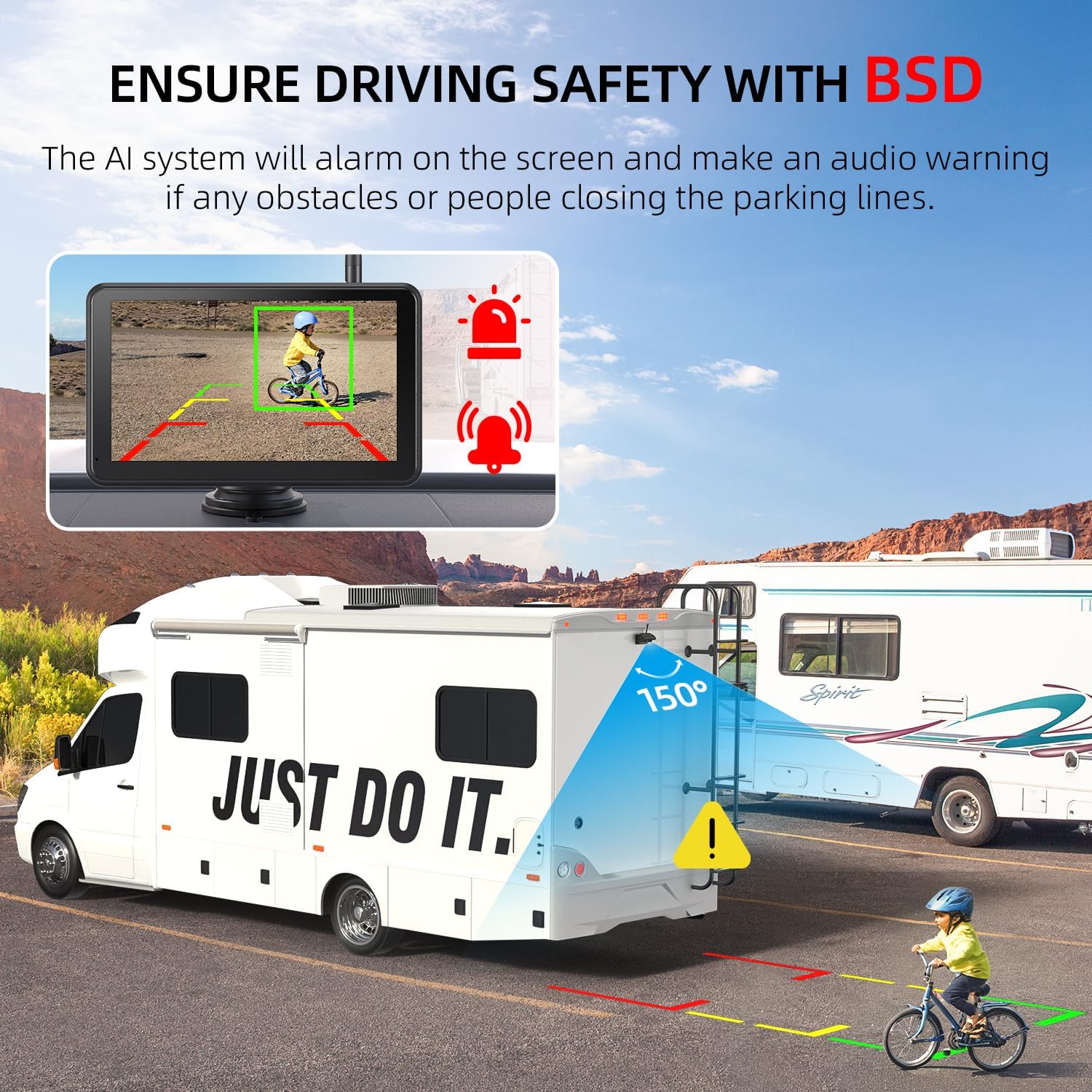 HD1080P 7”Dual Magnetic Solar Wireless Backup Cameras