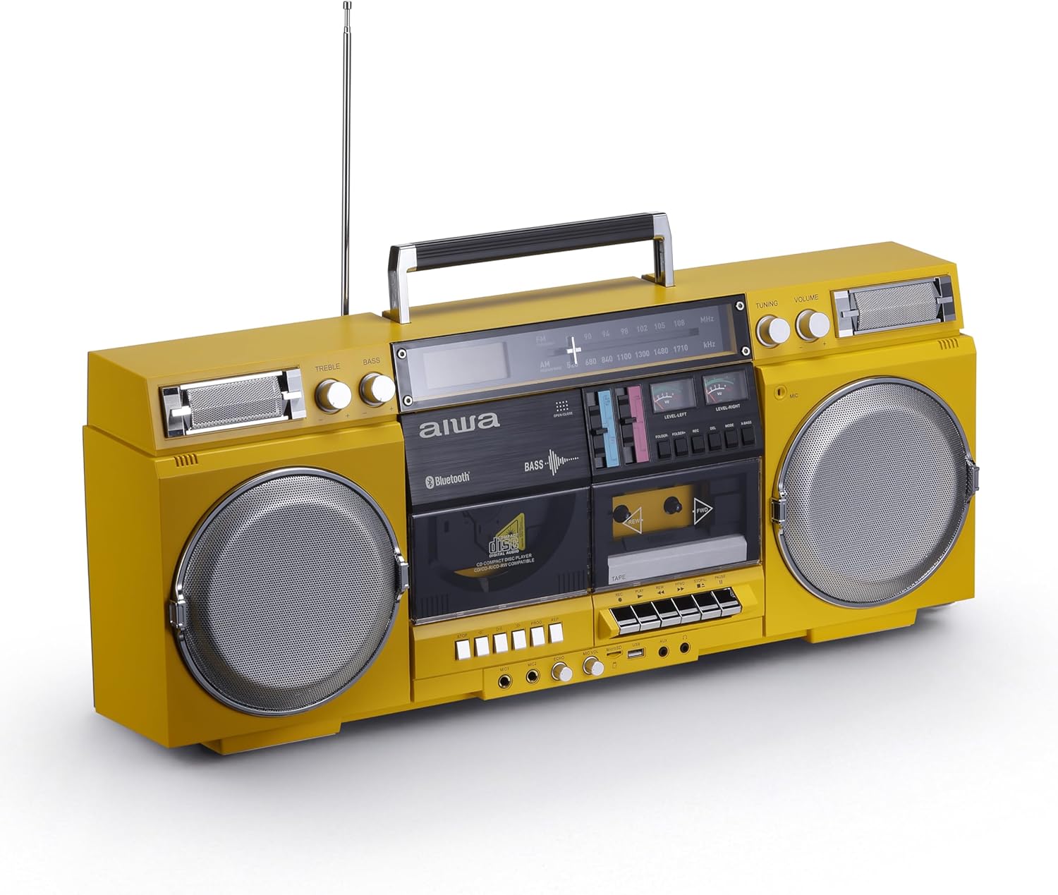 aiwa Retro Boombox BackTrack CD Player with Cassette Recording