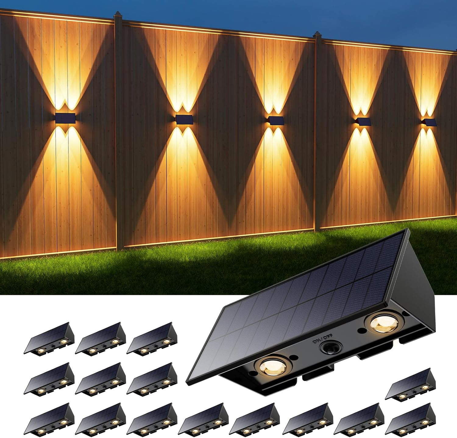 🏡[Online Exclusive] 12 Pack Solar Up and Down Wall Lights - Outdoor Waterproof Decorative LED Lamps for House Exterior, Fence & Patio [🔥Top Rated]