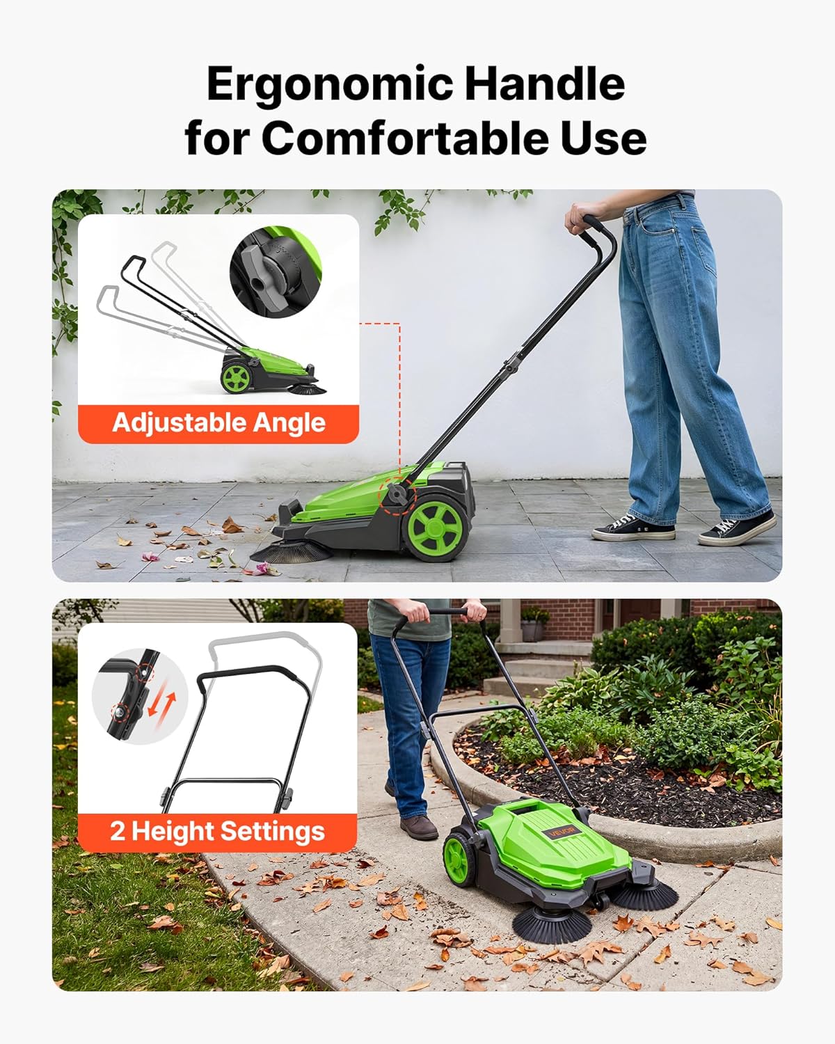 🔥Summer Sale🔥VEVOR Walk-Behind Hand Push Floor Sweeper